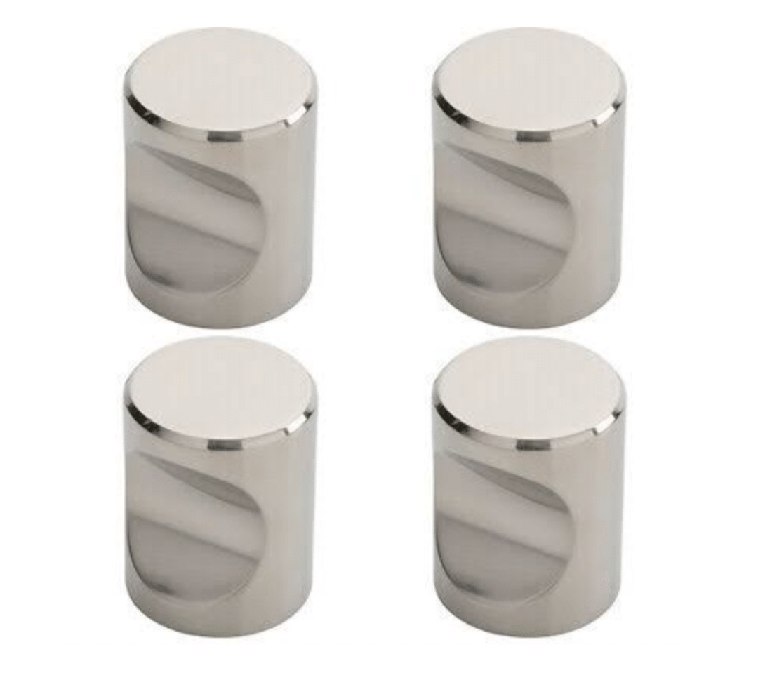 ADISON drawer and wardrobe knobs cylindrical shape silver colour stylish door knobs pack of 4 pcs with screws ADISON drawer and wardrobe knobs cylindrical shape silver colour stylish door knobs pack of 4 pcs with screws