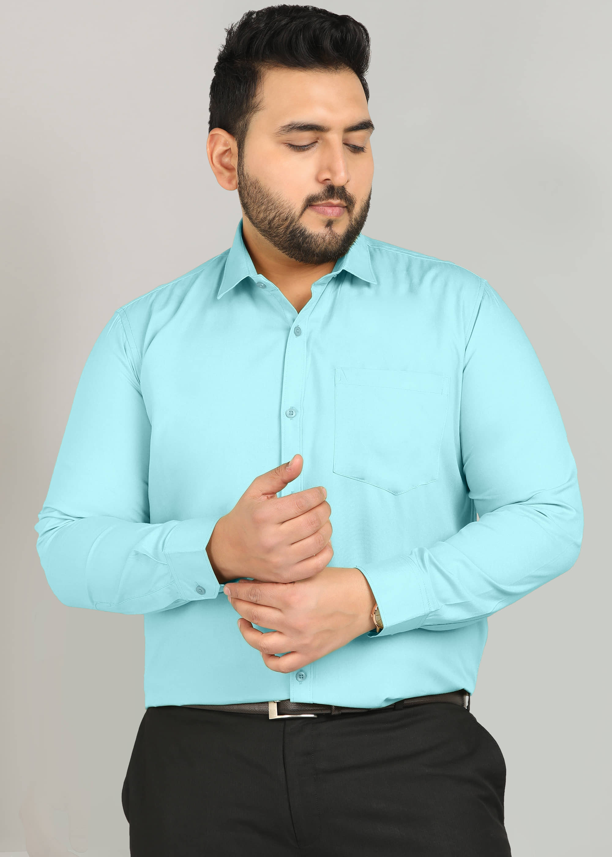 ADWYN PETER 100% Cotton Regular Fit Solids Full Sleeves Men's Casual Shirt - Blue ( Pack of 1 )