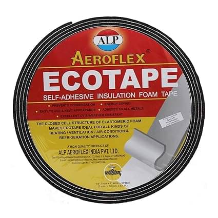     			ALP Nitrile Self Adhesive Insulation Foam Tape, ECOTAPE, Class O For Matel Heat, Air Conditioning, industrial Freezers, Refrigerators (2"(W) X 3 mm(T) X 9.1 Meter(L)) - Black, Pack of 1