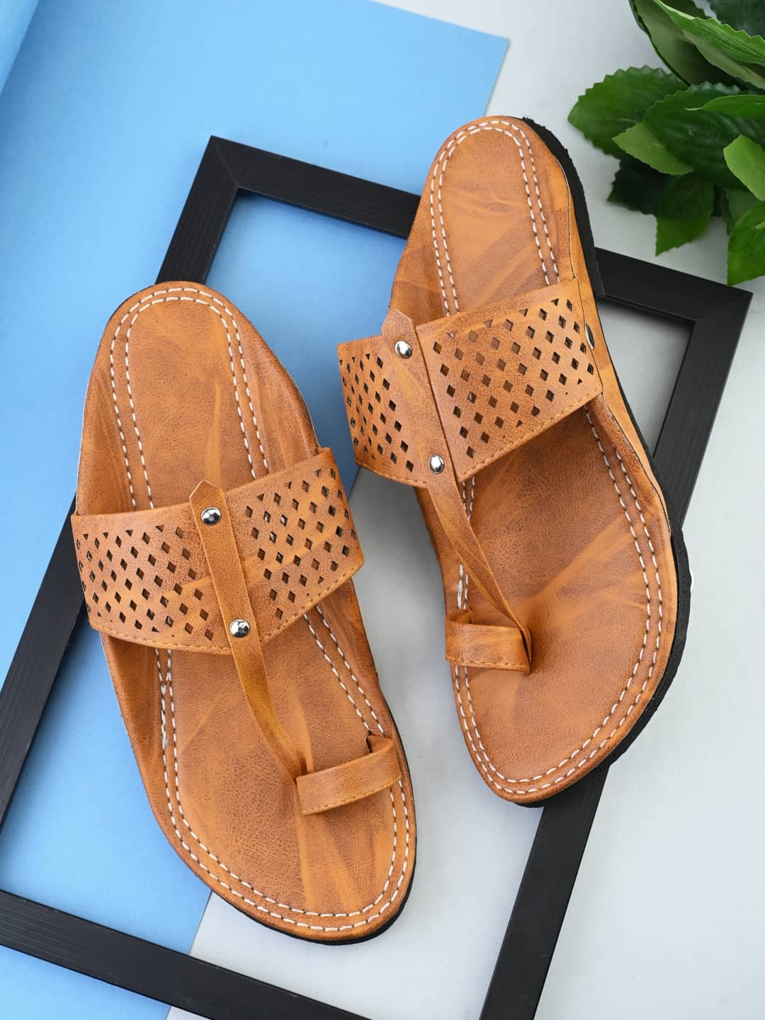 Anjaneya Creations Tan Men's Kolhapuris - Ethnic Shoes | Buy online on ZillyBuy