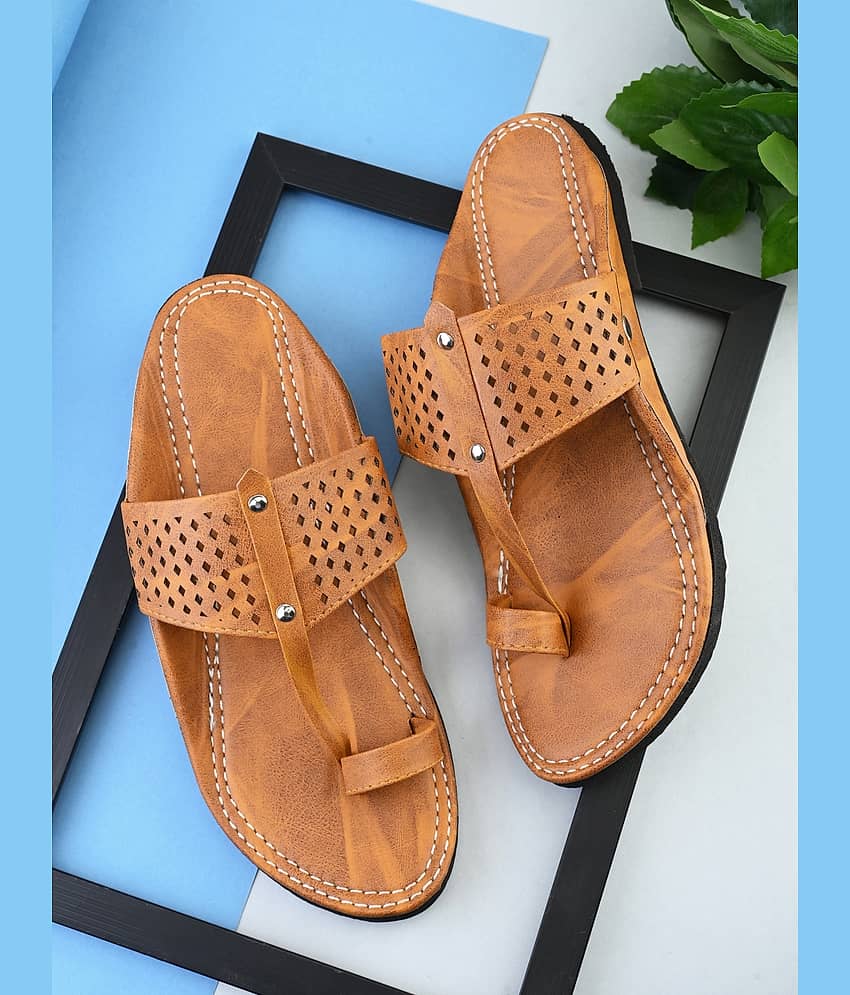 Anjaneya Creations Tan Men's Kolhapuris - Ethnic Shoes | Buy online on ZillyBuy