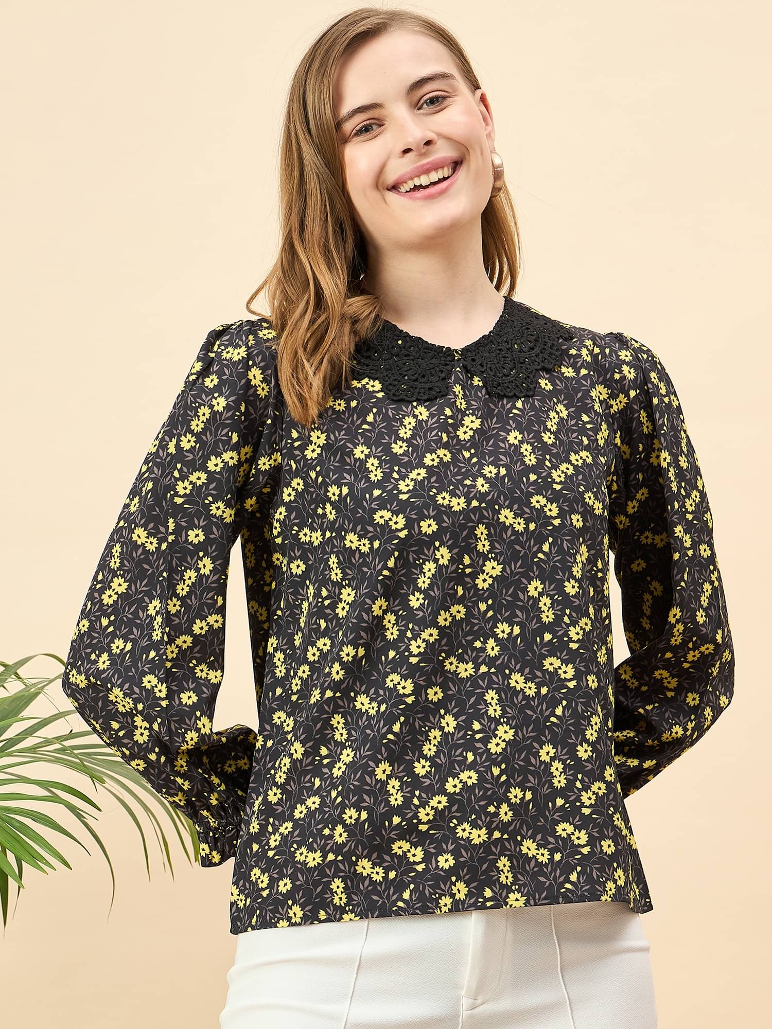 Anjir Women's Polyester Regular Top ( Black ) Anjir Women's Polyester Regular Top ( Black )