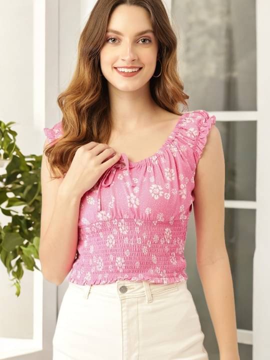 Anjir Women's Polyester Regular Top ( Pink ) Anjir Women's Polyester Regular Top ( Pink )