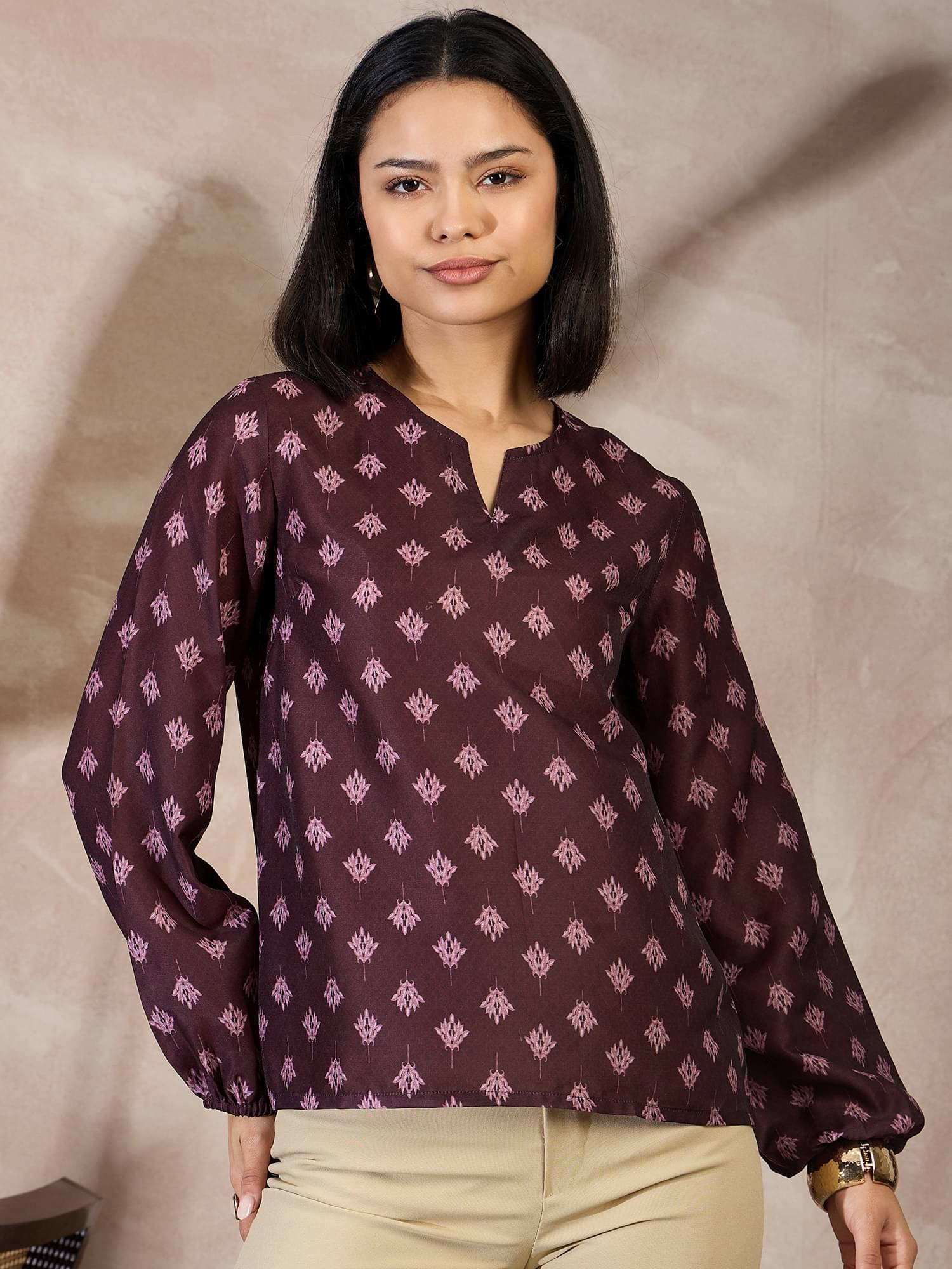 Anjir Women's Polyester Regular Top ( Purple ) Anjir Women's Polyester Regular Top ( Purple )