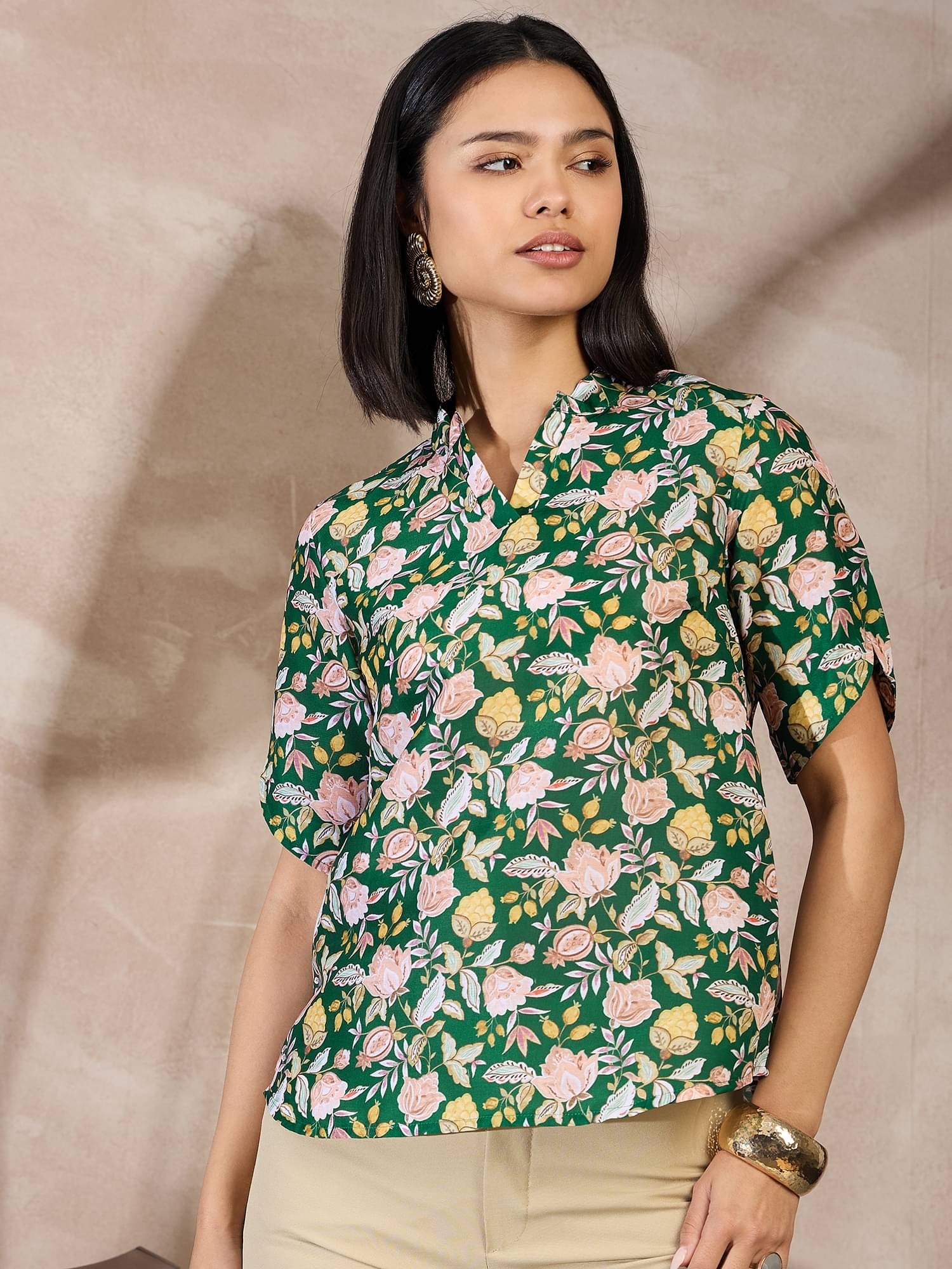 Anjir Women's Polyester Regular Top ( Green ) Anjir Women's Polyester Regular Top ( Green )