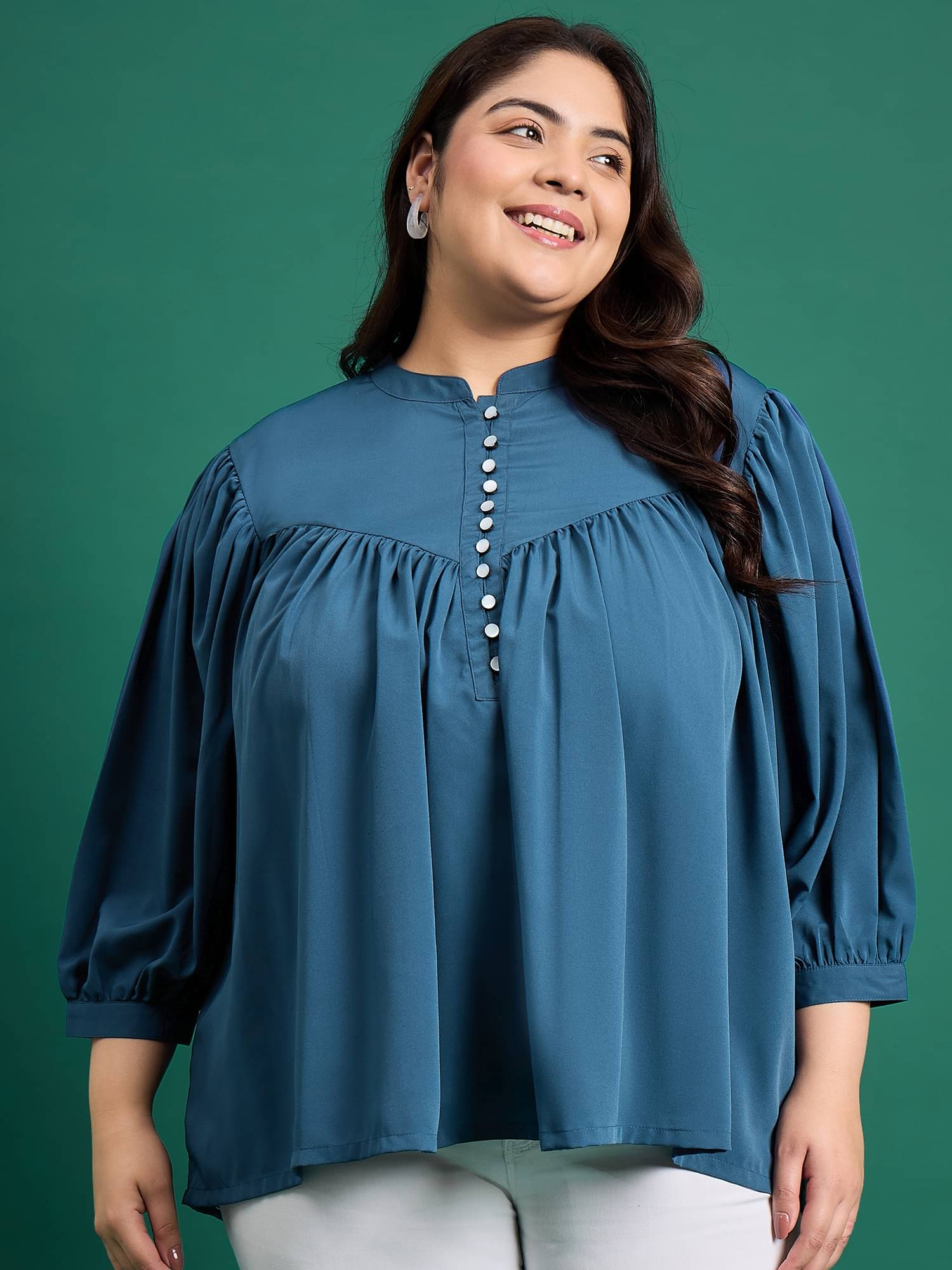     			Anjir Women's Polyester Regular Top ( Blue )