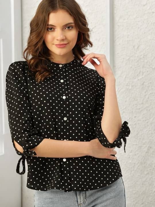     			Anjir Women's Polyester Regular Top ( Black )