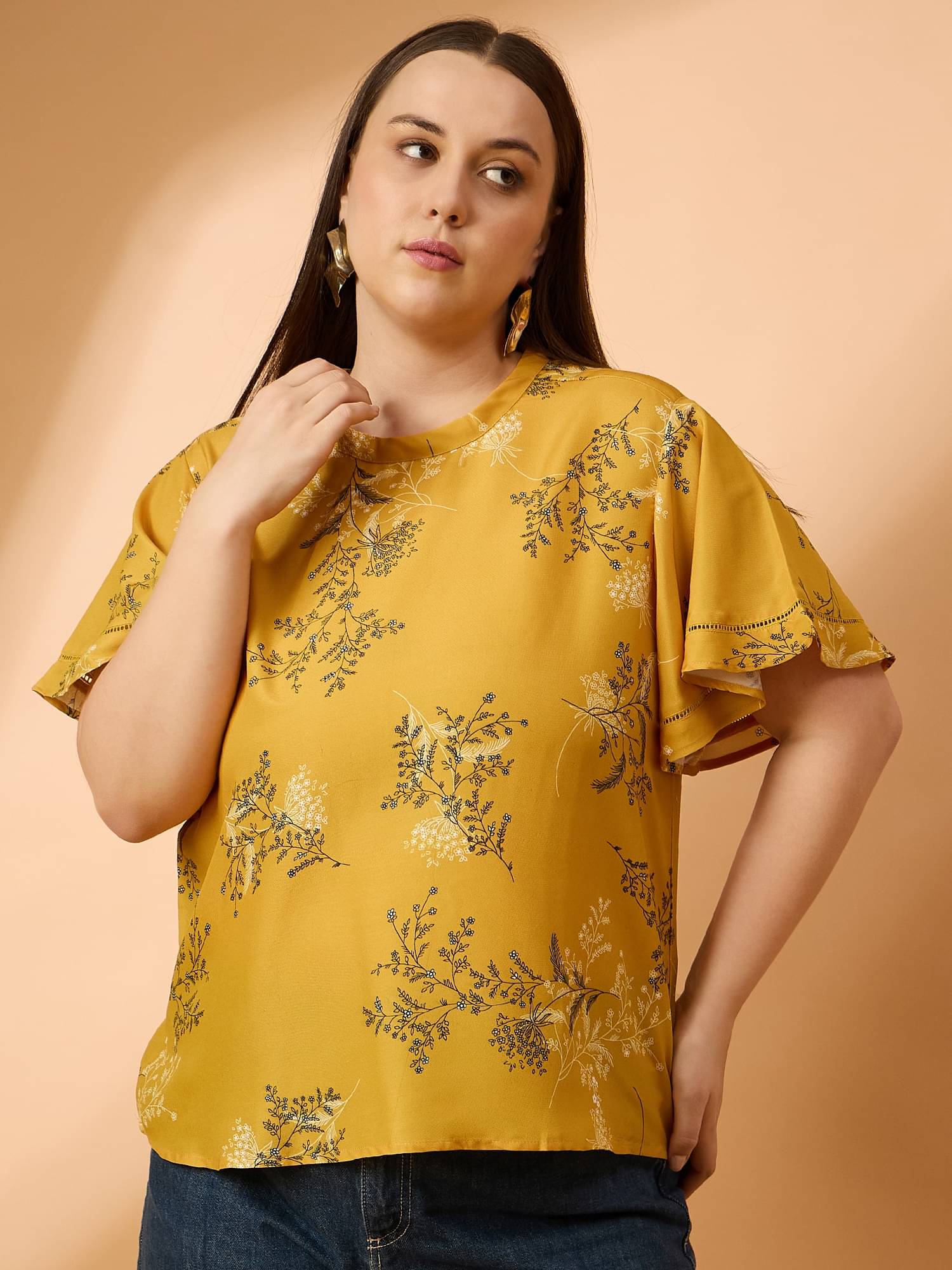     			Anjir Women's Polyester Regular Top ( Yellow )