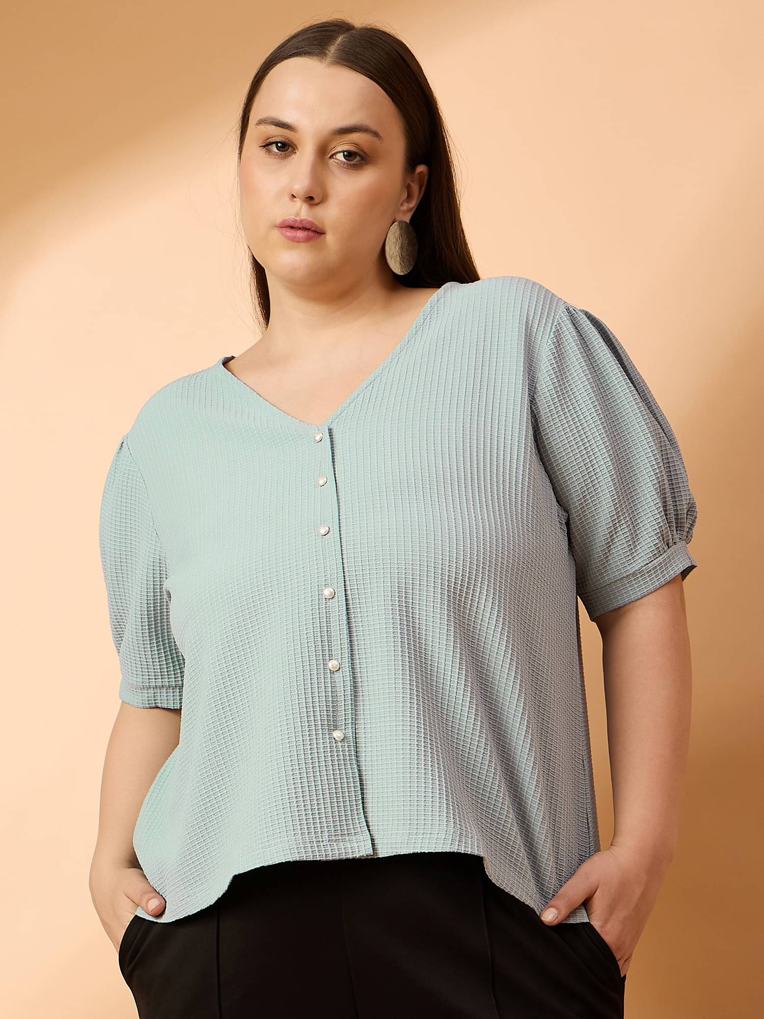 Anjir Women's Polyester Regular Top ( Blue ) Anjir Women's Polyester Regular Top ( Blue )