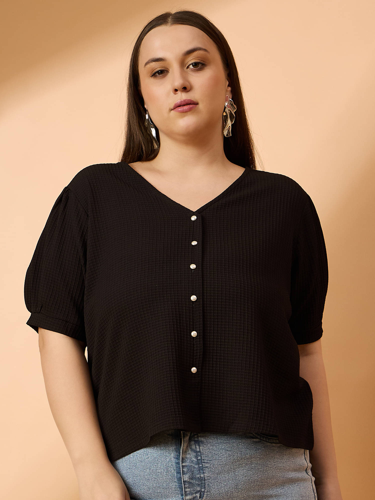 Anjir Women's Polyester Regular Top ( Black ) Anjir Women's Polyester Regular Top ( Black )