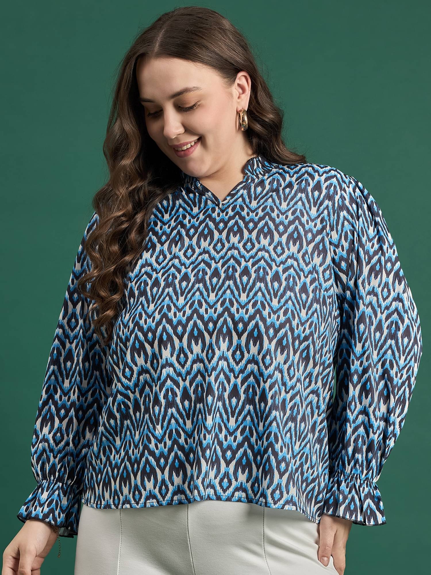 Anjir Women's Polyester Regular Top ( Blue ) Anjir Women's Polyester Regular Top ( Blue )