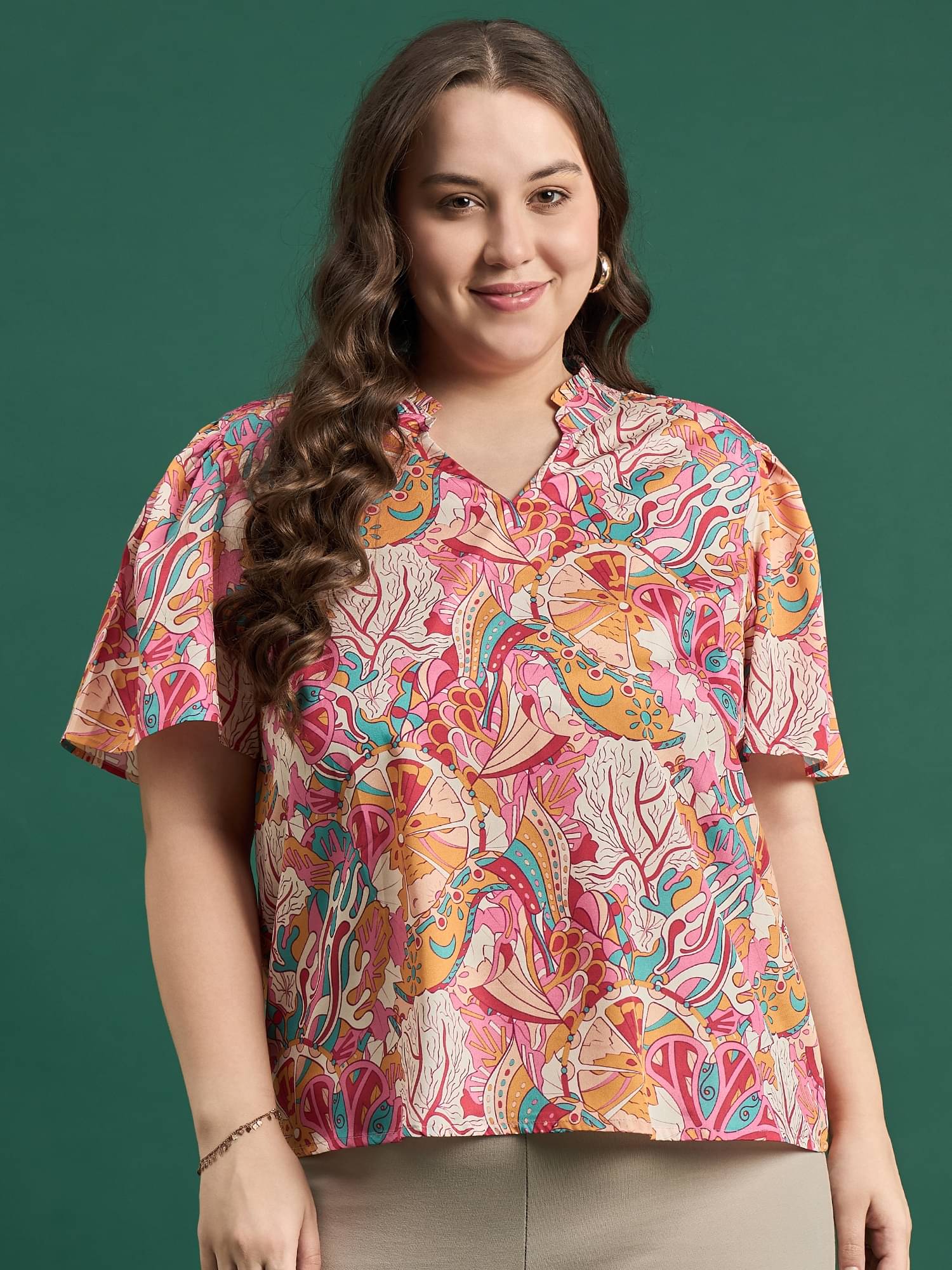     			Anjir Women's Polyester Regular Top ( Red )