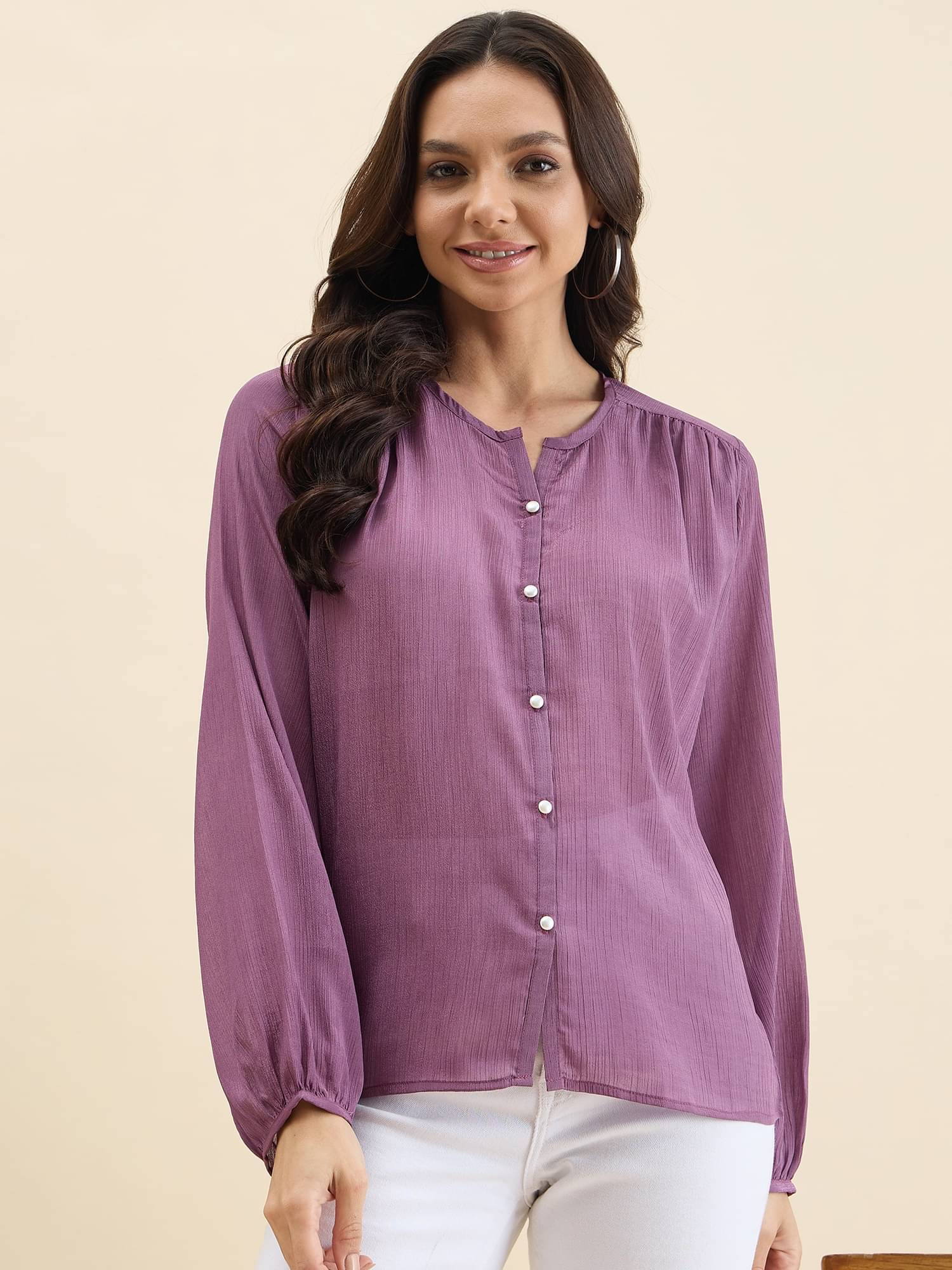 Anjir Women's Polyester Regular Top ( Purple ) Anjir Women's Polyester Regular Top ( Purple )