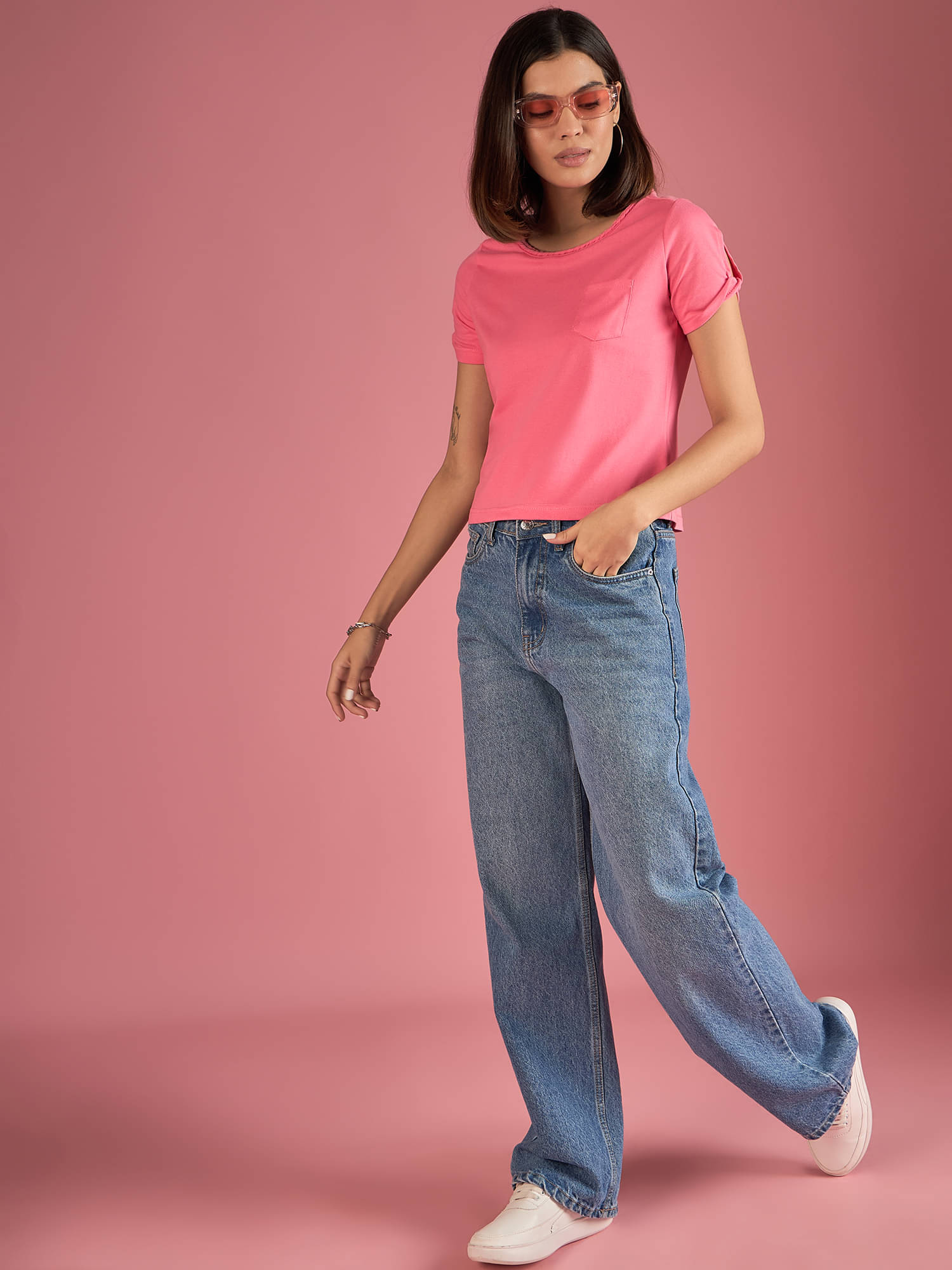    			Anjir Women's Polyester Regular Top ( Pink )