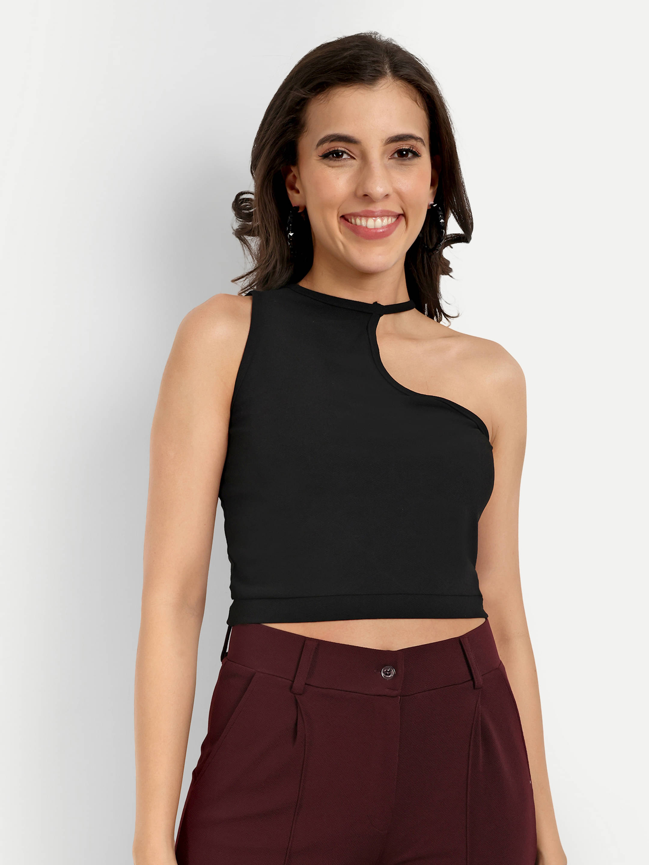 Anjir Women's Polyester Regular Top ( Black ) Anjir Women's Polyester Regular Top ( Black )