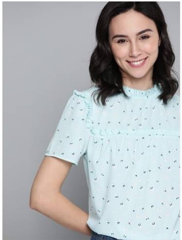 Anjir Women's Polyester Regular Top ( Blue ) Anjir Women's Polyester Regular Top ( Blue )