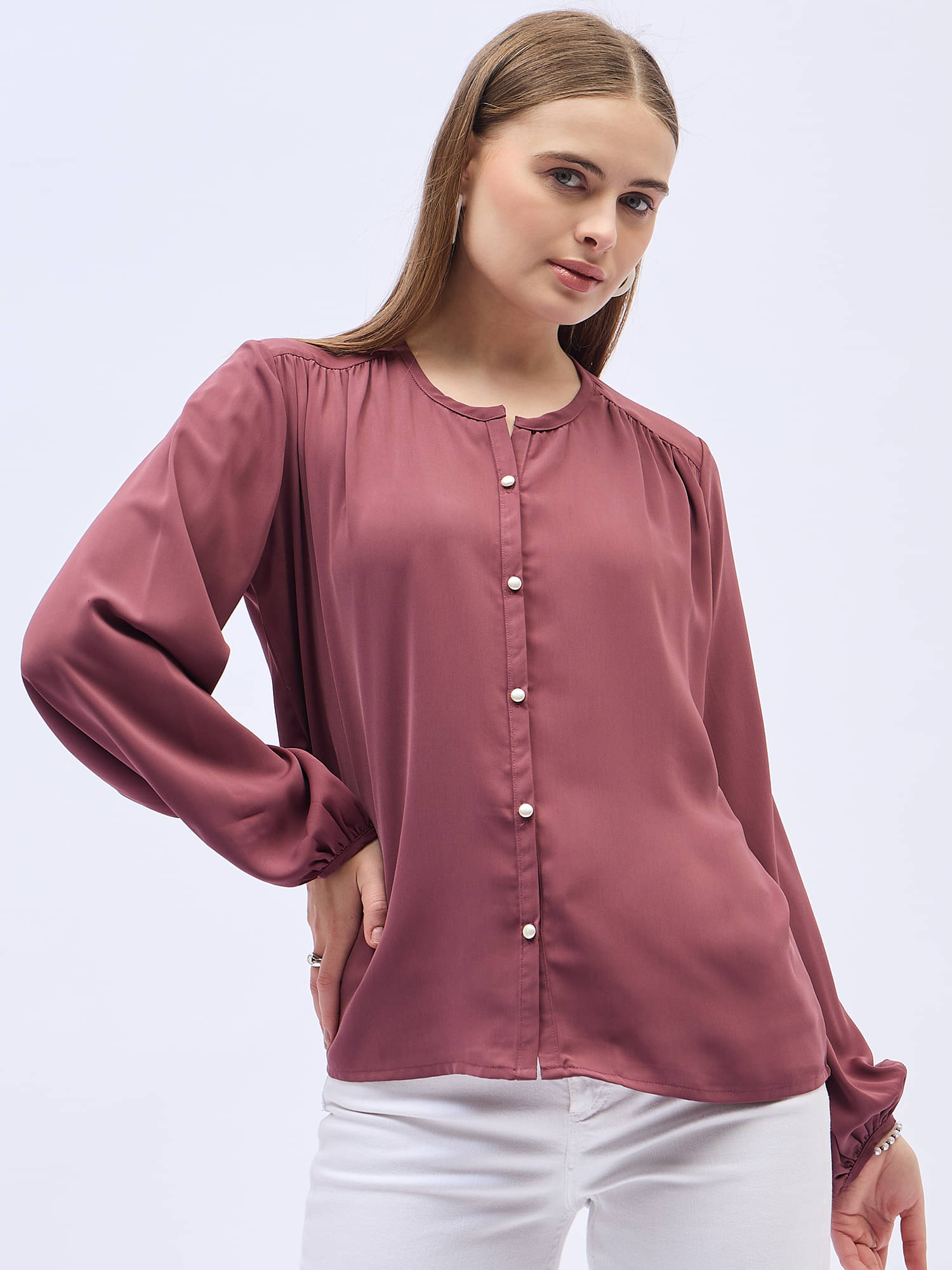     			Anjir Women's Polyester Regular Top ( Pink )