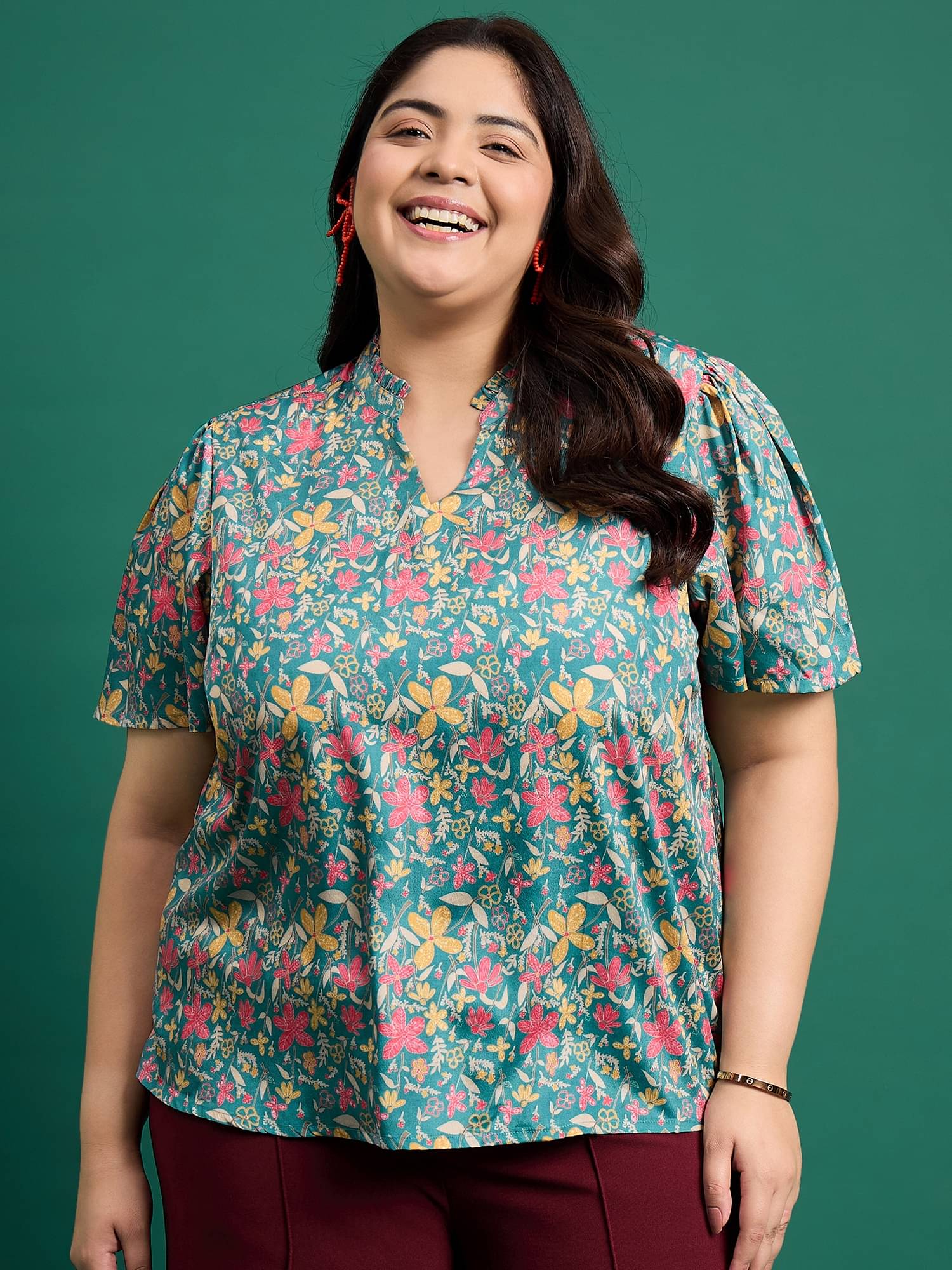 Anjir Women's Polyester Regular Top ( Green ) Anjir Women's Polyester Regular Top ( Green )