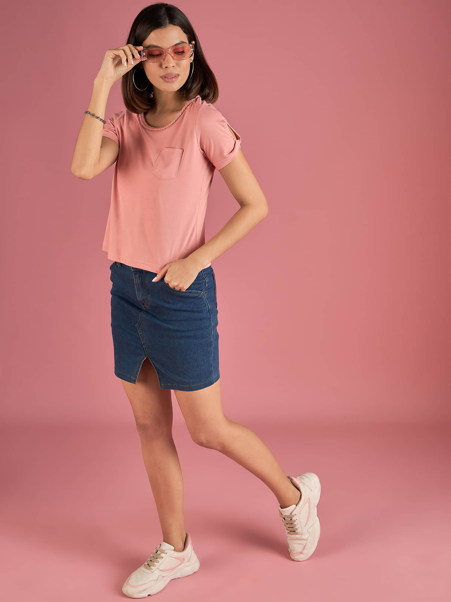     			Anjir Women's Polyester Regular Top ( Peach )