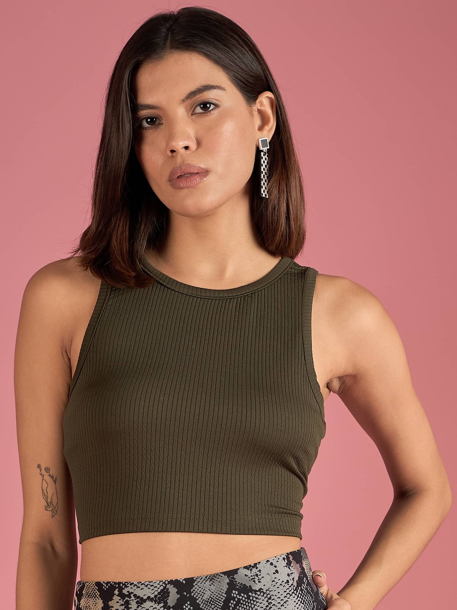 Anjir Women's Polyester Regular Top ( Olive ) Anjir Women's Polyester Regular Top ( Olive )