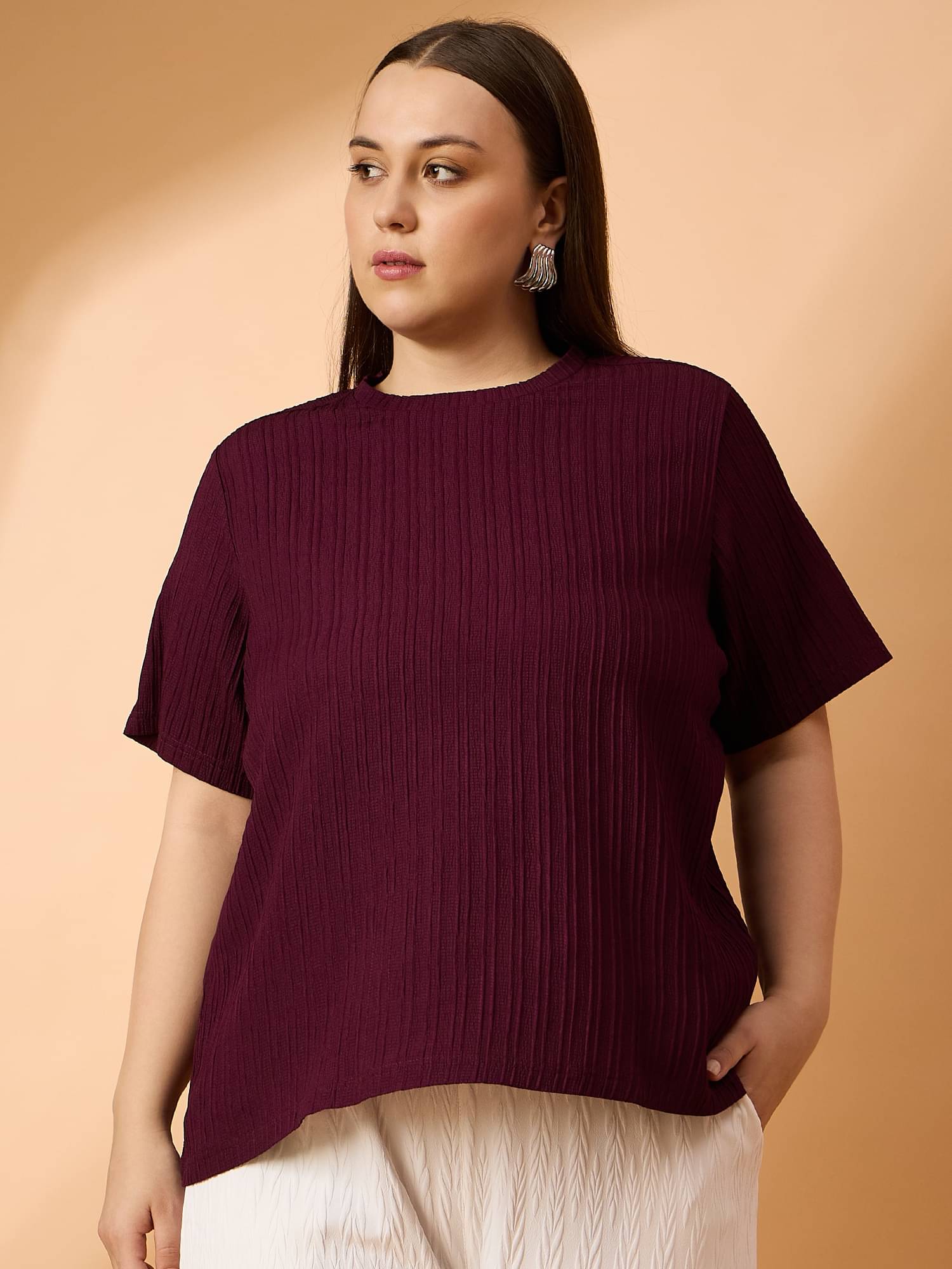     			Anjir Women's Polyester Regular Top ( Wine )