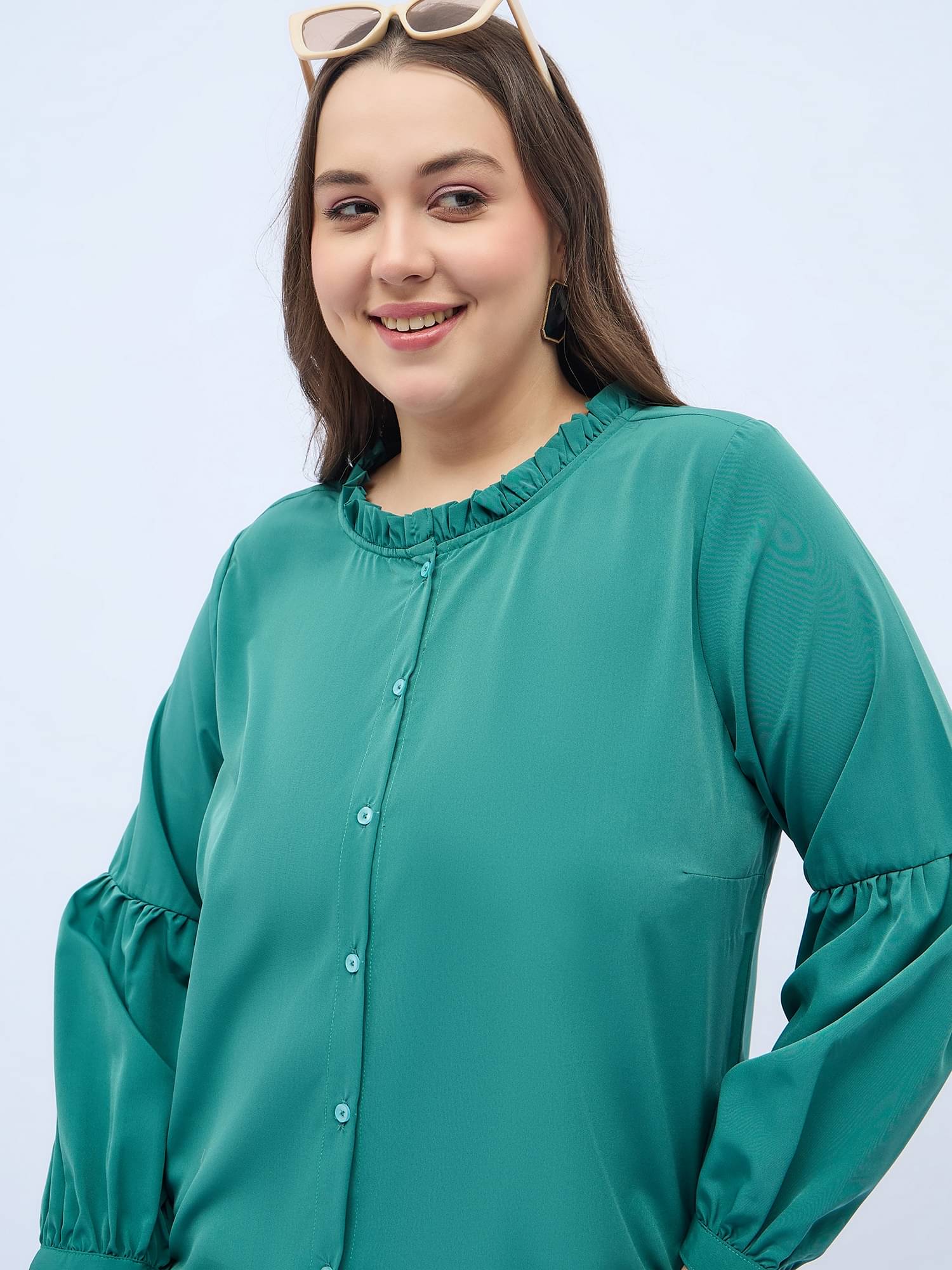 Anjir Women's Polyester Regular Top ( Green ) Anjir Women's Polyester Regular Top ( Green )