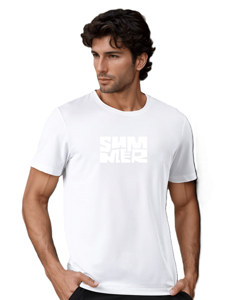 BLUEFICUS Men Polyester Regular Fit Printed T-Shirt ( White ) BLUEFICUS Men Polyester Regular Fit Printed T-Shirt ( White )