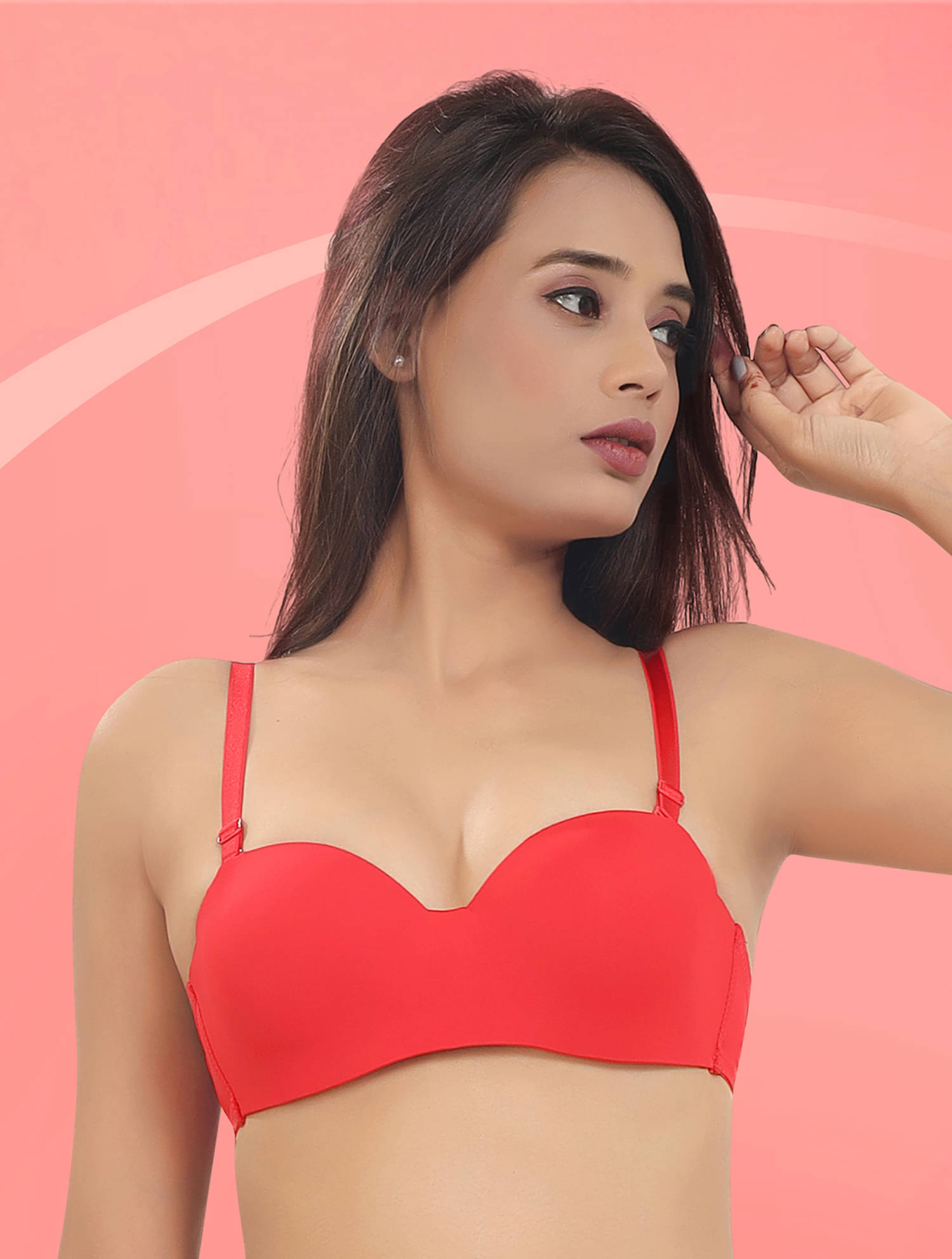 Bahucharaji Creation Pack of 1 Nylon Lightly Padded Push Up Bra For Women ( Red ) Bahucharaji Creation Pack of 1 Nylon Lightly Padded Push Up Bra For Women ( Red )