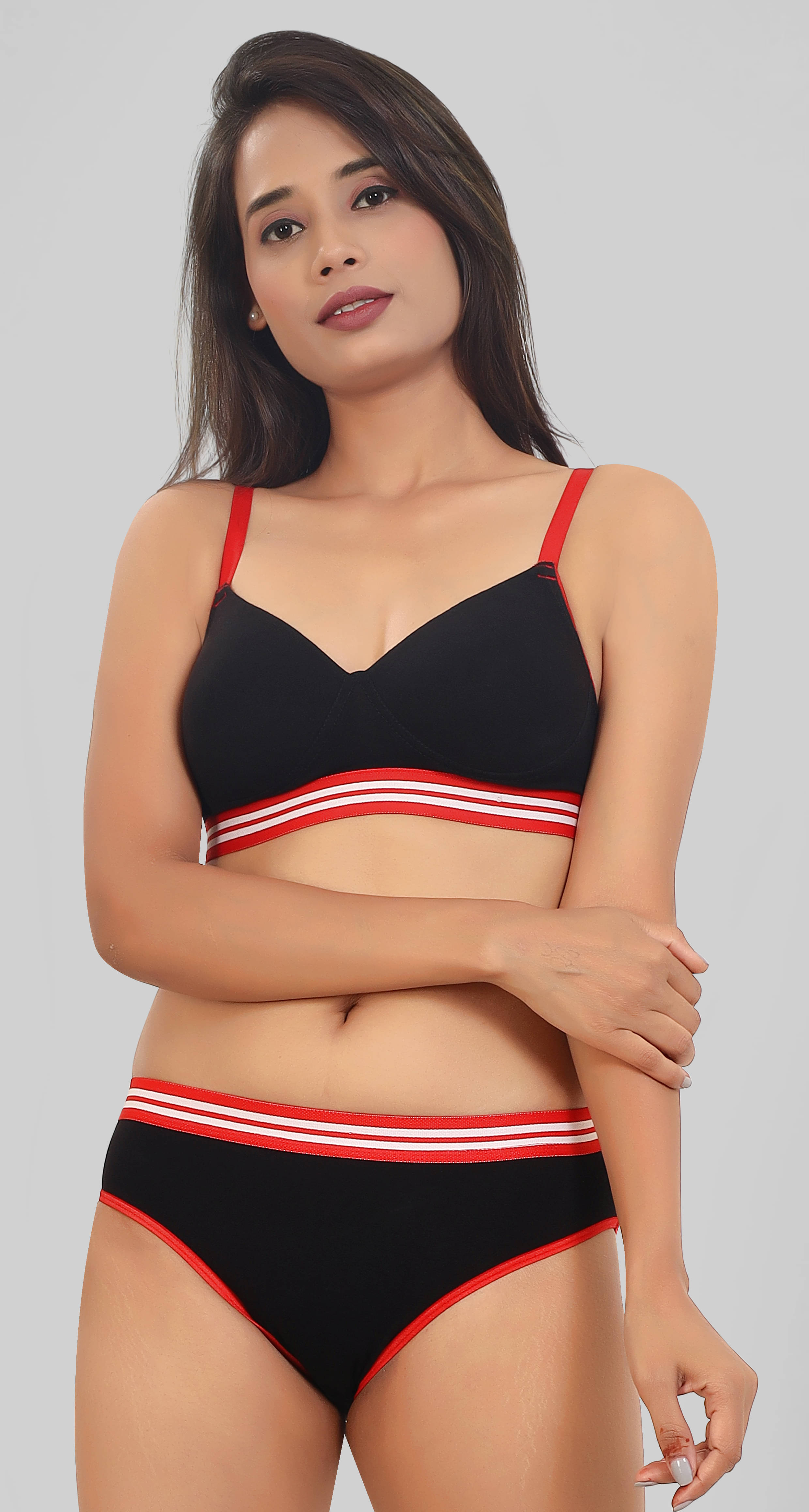 Bahucharaji Creation Pack of 1 Cotton Bra & Panty Set For Women ( Black ) Bahucharaji Creation Pack of 1 Cotton Bra & Panty Set For Women ( Black )