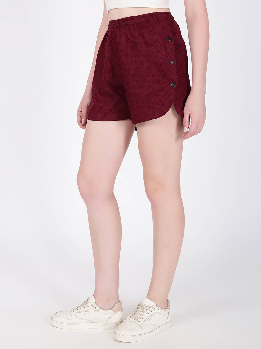     			Bene Kleed Cotton Blend Bermuda - Maroon Single
