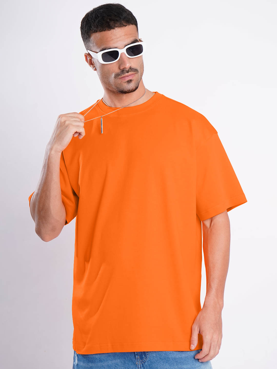 Bene Kleed Men 100% Cotton Oversized Fit Solid T-Shirt ( Orange ) Bene Kleed Men 100% Cotton Oversized Fit Solid T-Shirt ( Orange )