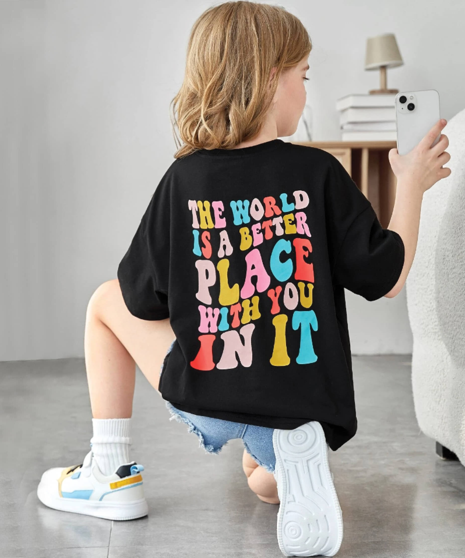 Christy World Pack of 1 Girls Cotton T-Shirt ( Black )
