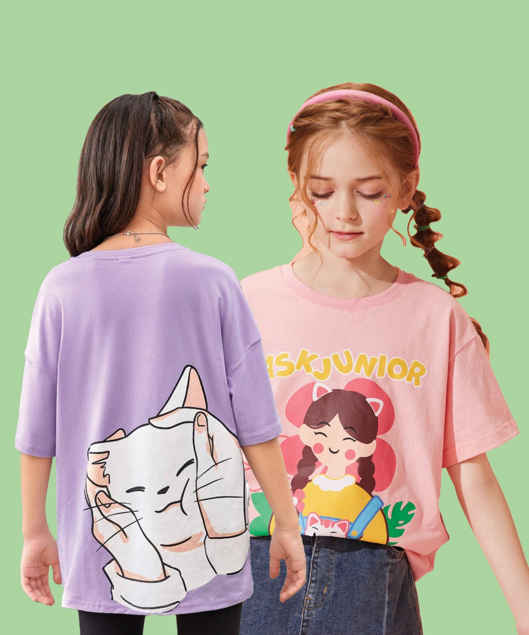Christy World Pack of 2 Girls Cotton T-Shirt ( Multicolor )