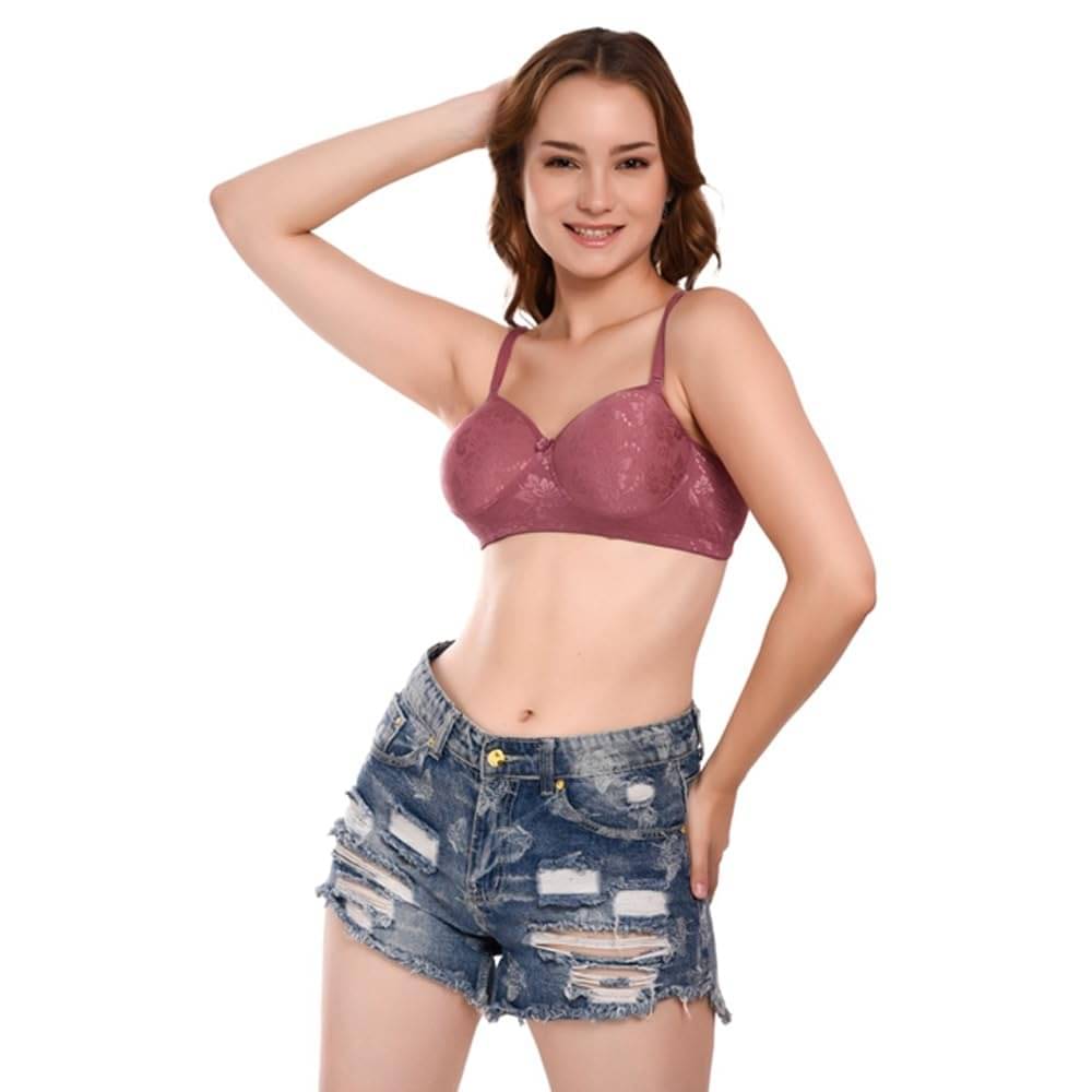 Featherline Pack of 1 Lycra Lightly Padded T-Shirt Bra For Women ( Mauve ) Featherline Pack of 1 Lycra Lightly Padded T-Shirt Bra For Women ( Mauve )