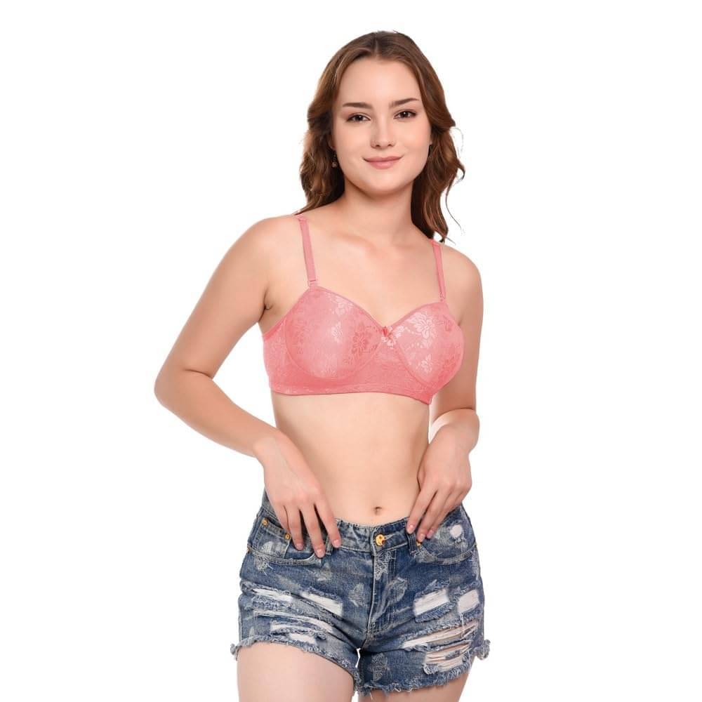     			Featherline Pack of 1 Lycra Lightly Padded T-Shirt Bra For Women ( Pink )