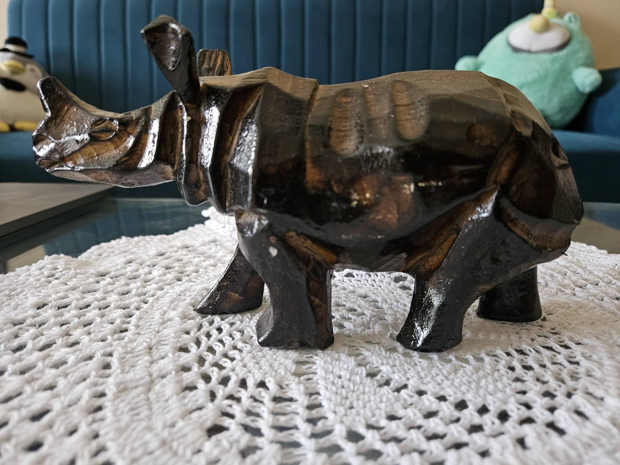 Handcrafted Assamese One-Horned Rhino Wooden Figurine for Home Decor Handcrafted Assamese One-Horned Rhino Wooden Figurine for Home Decor