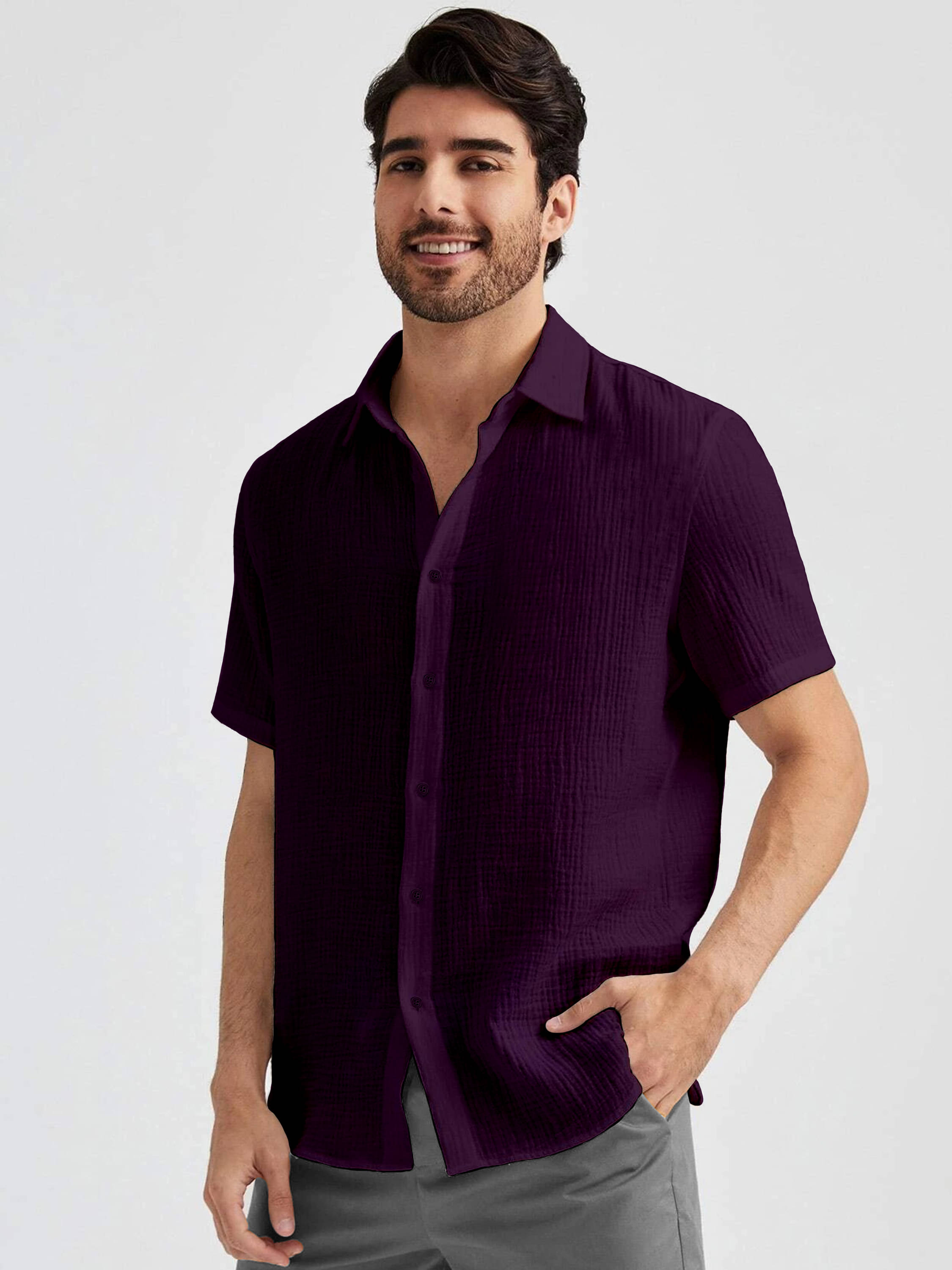     			KAKIDO Polyester Regular Fit Half Sleeves Men's Formal Shirt - Purple ( Pack of 1 )