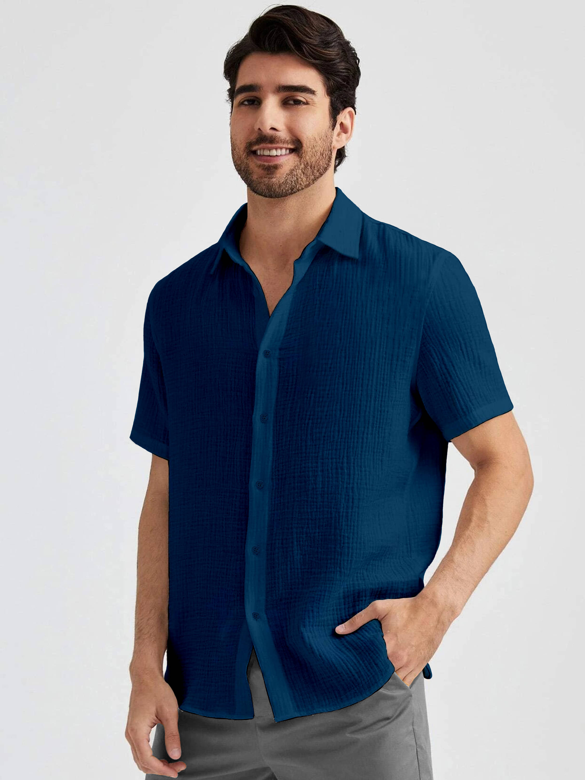 KAKIDO Polyester Regular Fit Half Sleeves Men's Formal Shirt - Teal ( Pack of 1 ) KAKIDO Polyester Regular Fit Half Sleeves Men's Formal Shirt - Teal ( Pack of 1 )