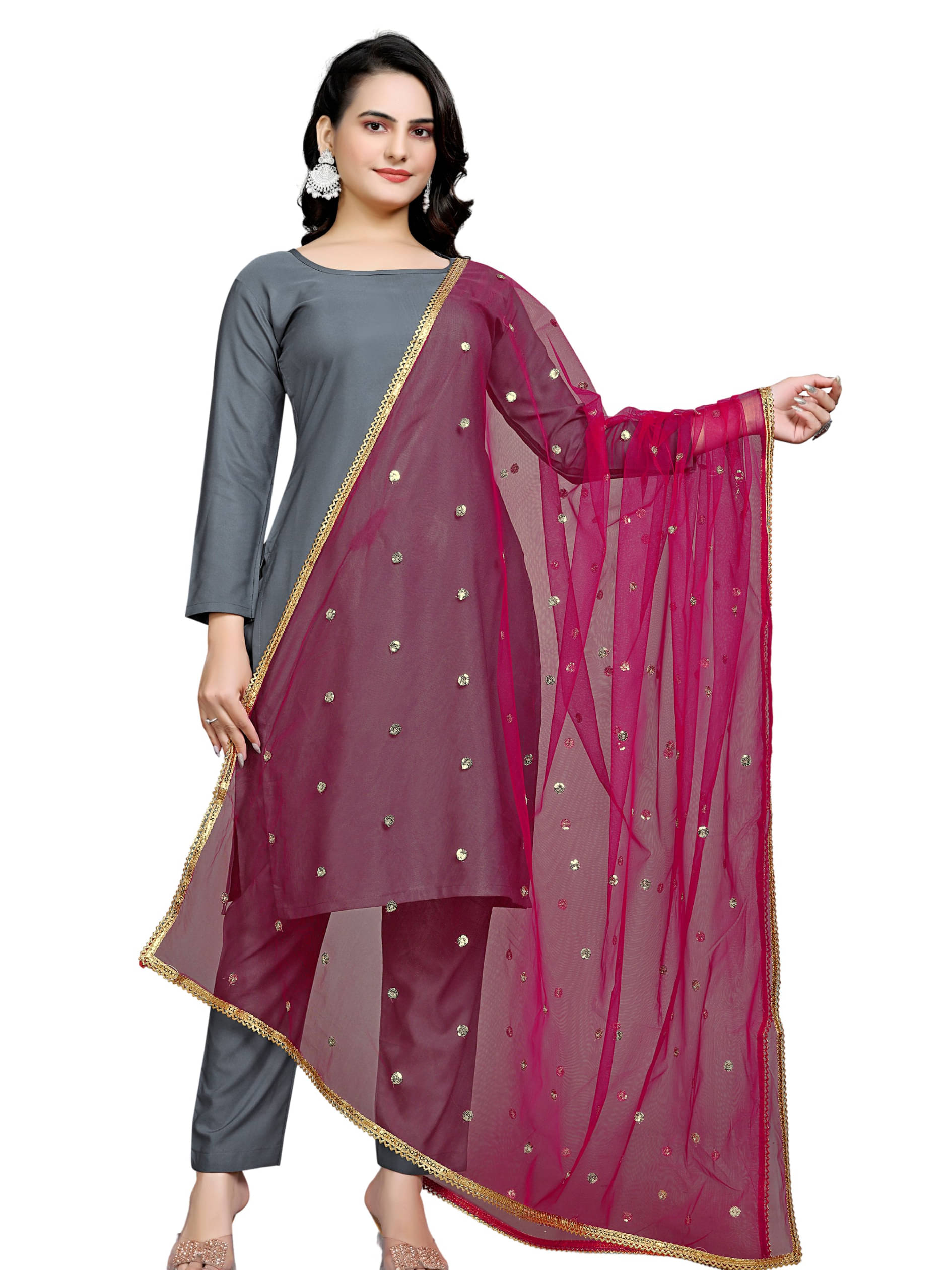 Kemza Women Net Dupatta ( Pink , Pack of 1 ) Kemza Women Net Dupatta ( Pink , Pack of 1 )