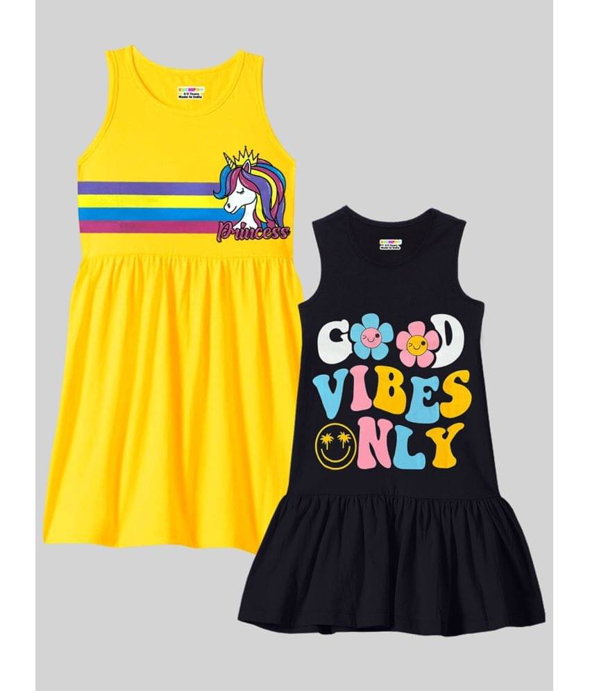     			Kuchipoo Cotton Blend Dress For Girls ( Pack of 2 , Multicolor )
