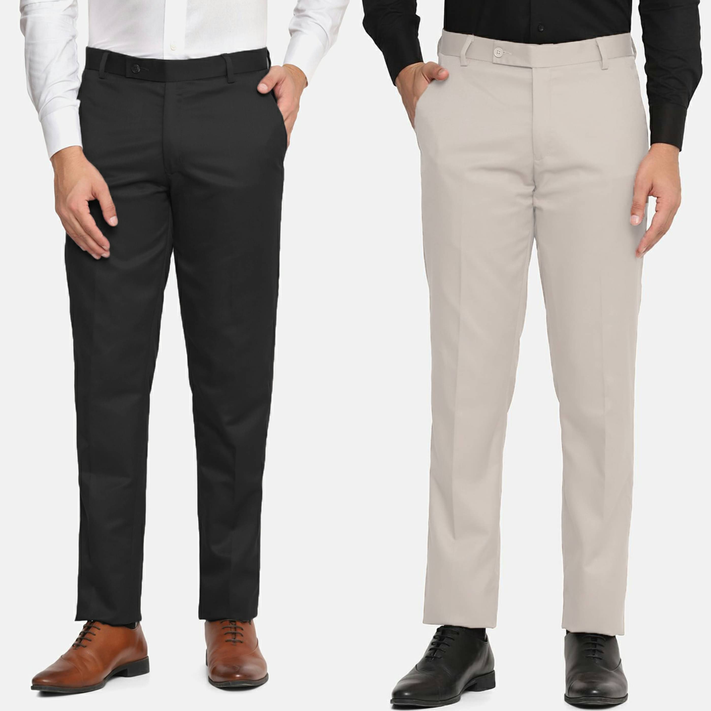    			MANCREW Regular Flat Men's Formal Trouser - Beige ( Pack of 2 )