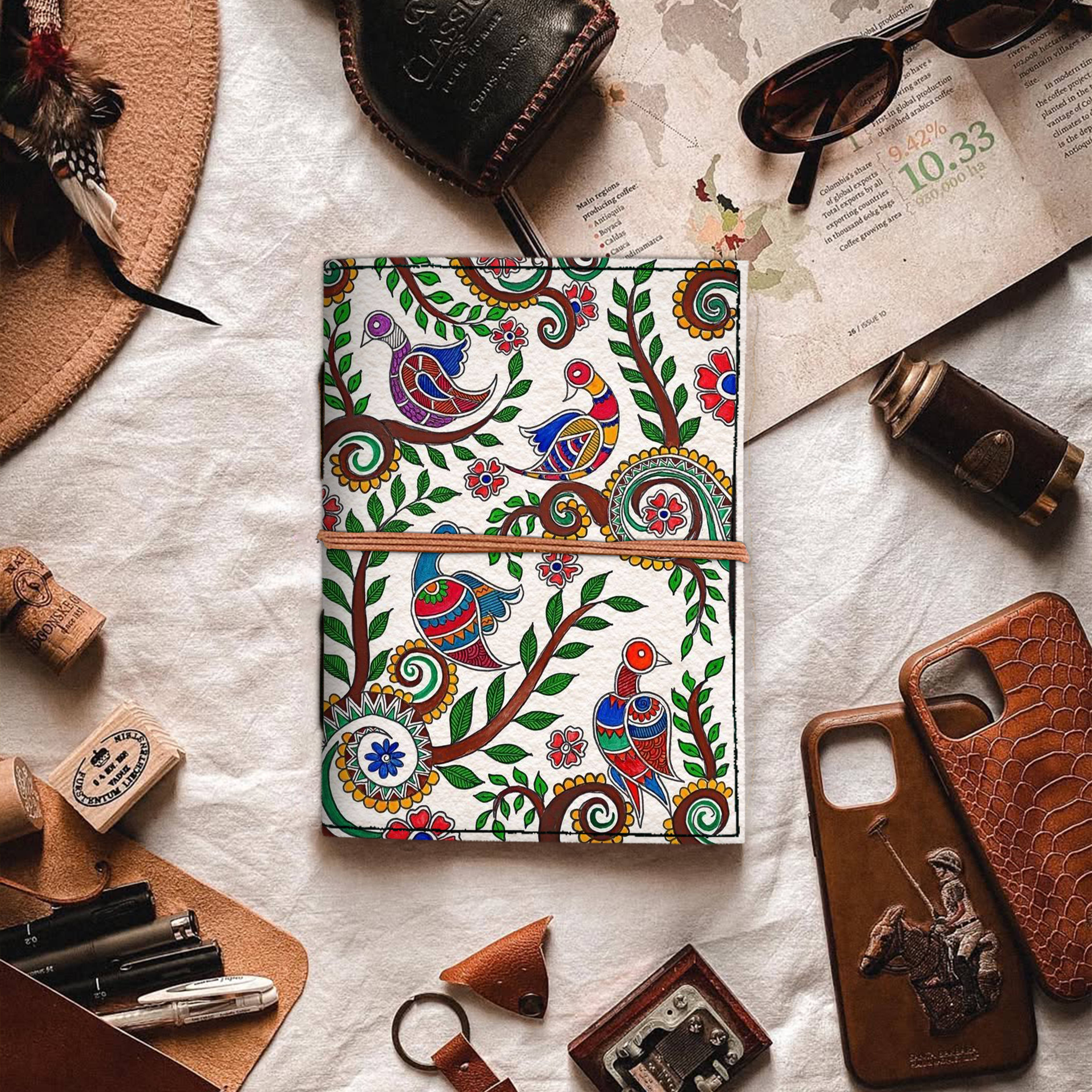 MR KRAFT Designer printed leather journal with antique thread binding A5 Diary unruled 200 Pages (multicolor 04) MR KRAFT Designer printed leather journal with antique thread binding A5 Diary unruled 200 Pages (multicolor 04)