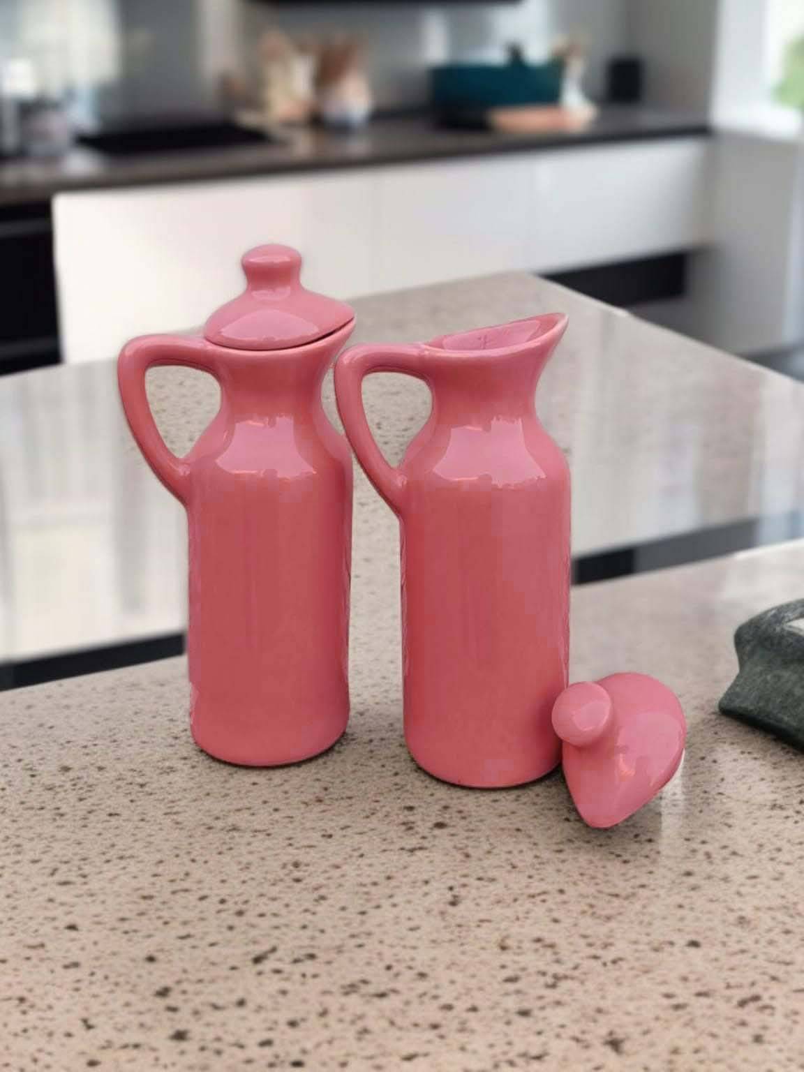 Malaikah Pnk Sld Oil Dspnsr Ceramic Pink Oil Container ( Set of 2 ) Malaikah Pnk Sld Oil Dspnsr Ceramic Pink Oil Container ( Set of 2 )