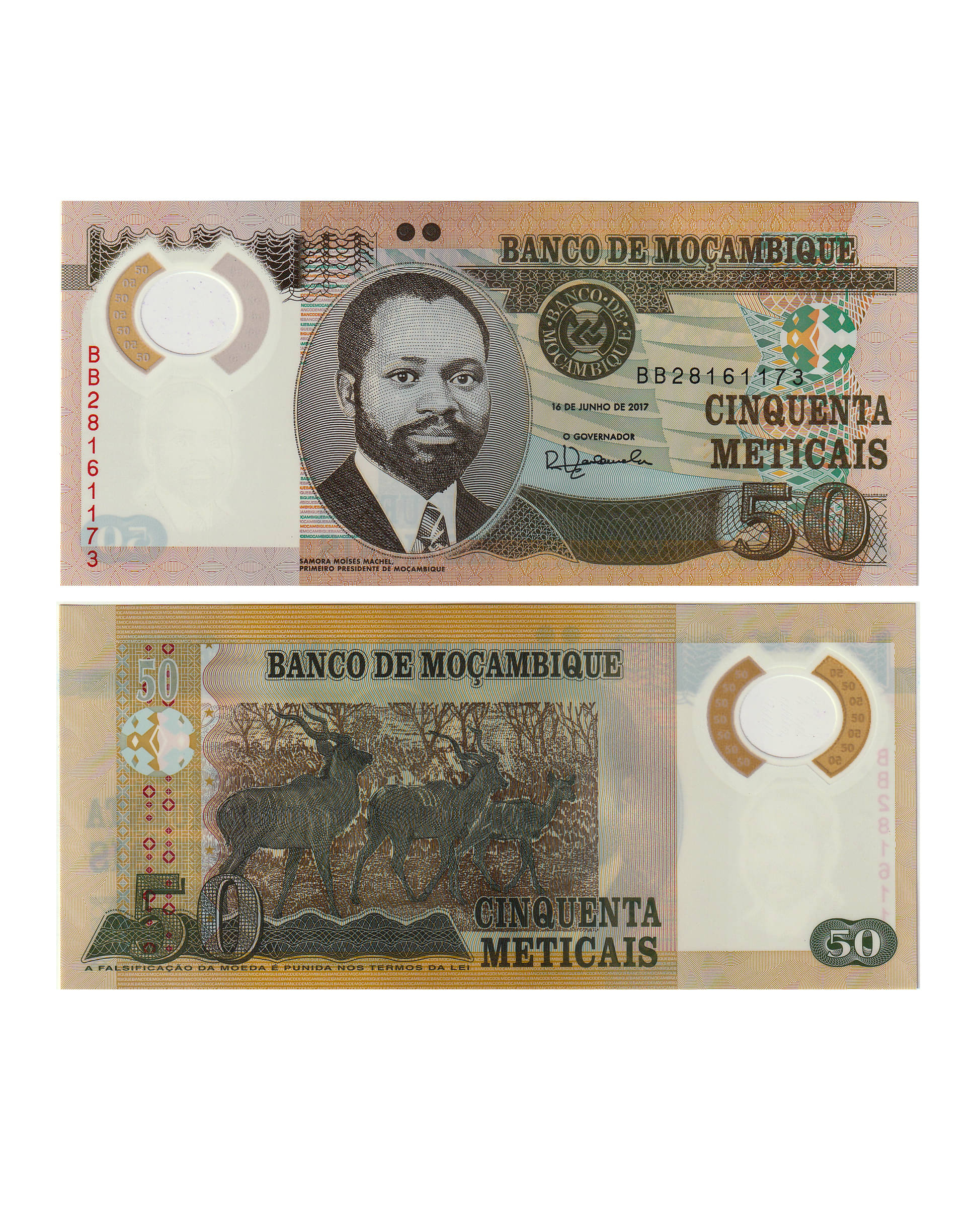 Mozambique 50 Meticals Top Grade Gem UNC Polymer Note for Collection Mozambique 50 Meticals Top Grade Gem UNC Polymer Note for Collection