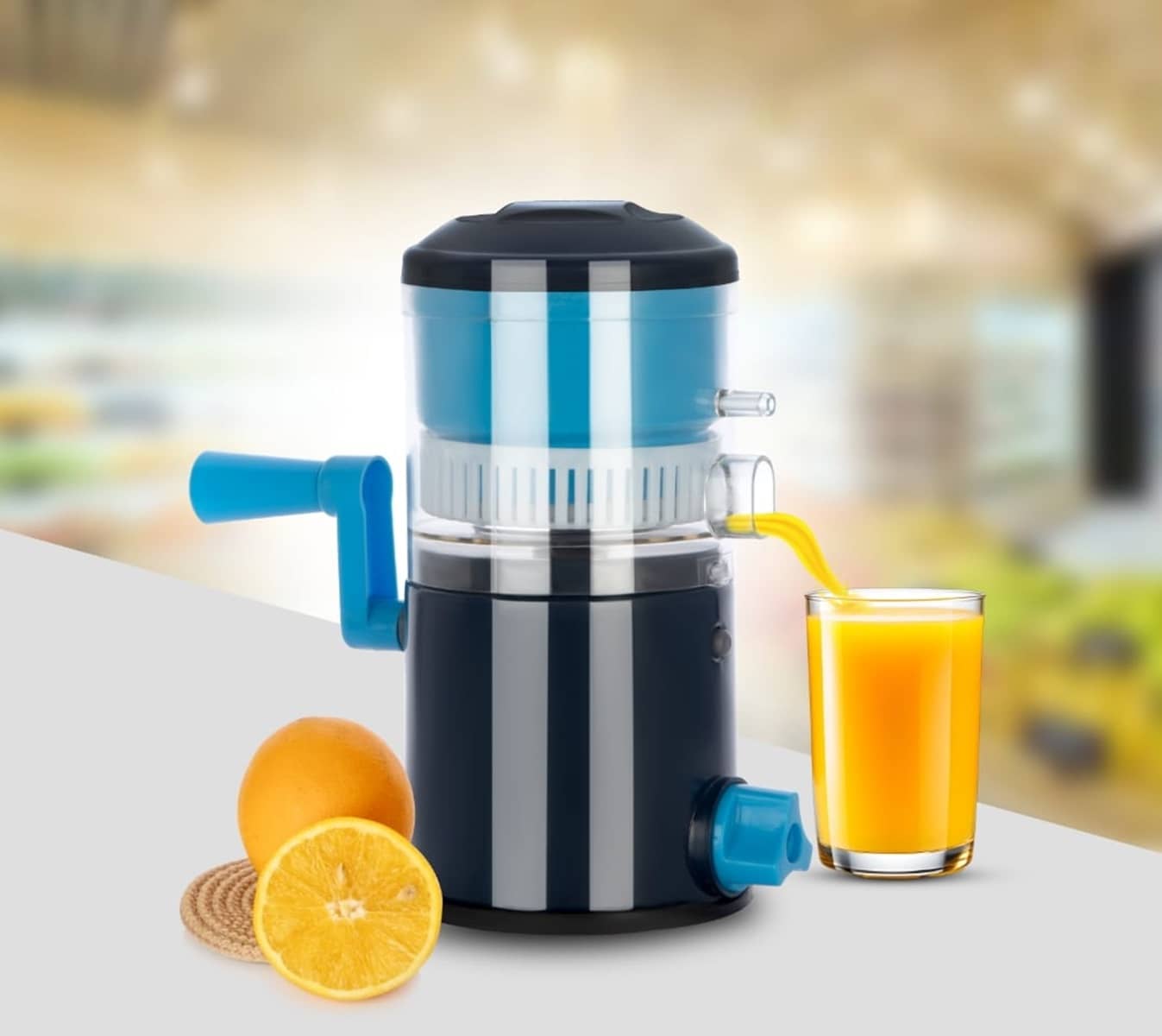 Plastic Vacuum Base Portable Fruit & Vegetable Manual Hand Juicer Set Of 1 PIC