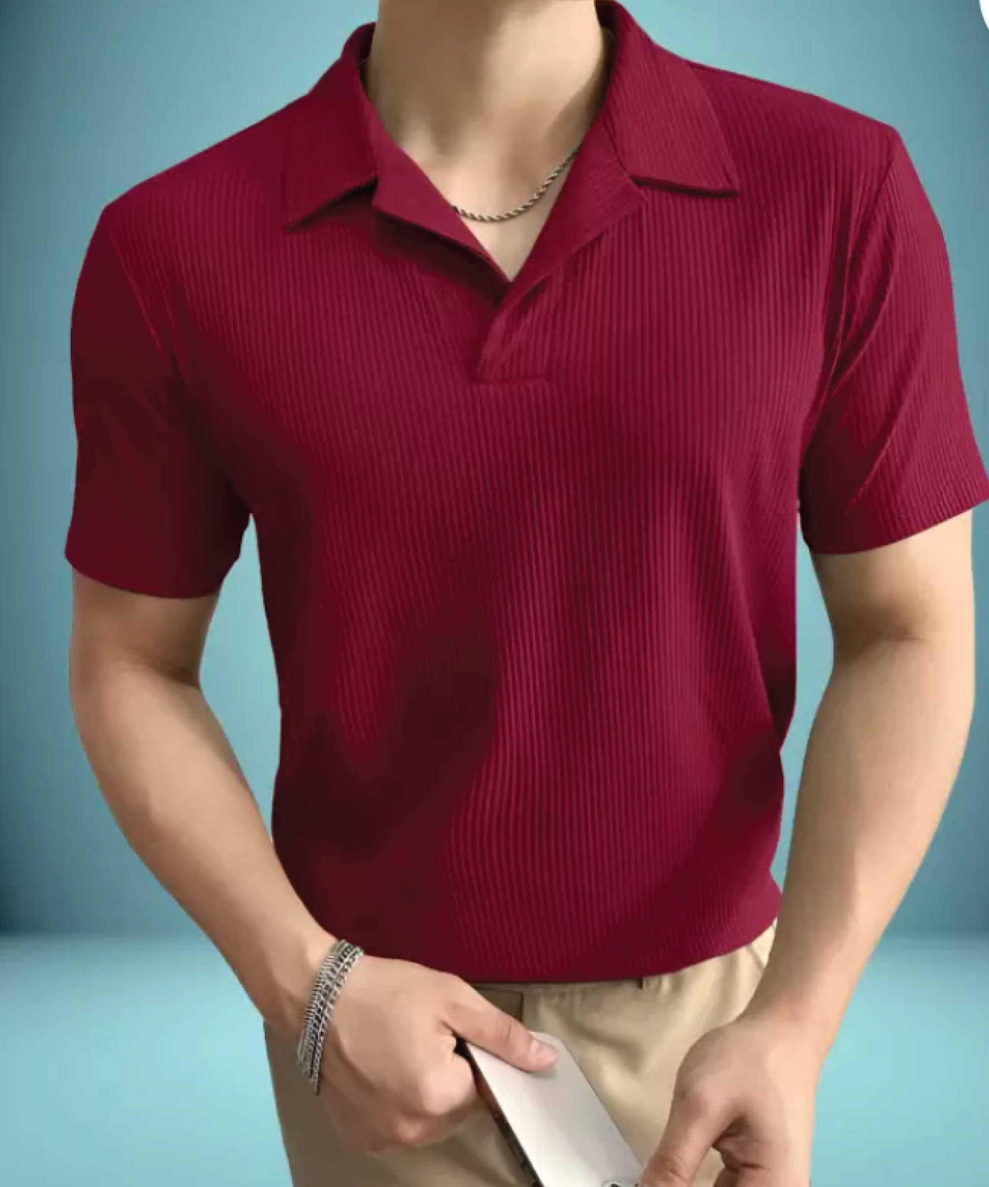     			Quin Fletcher Men Polyester Regular Fit Solid Polo T Shirt ( Maroon )