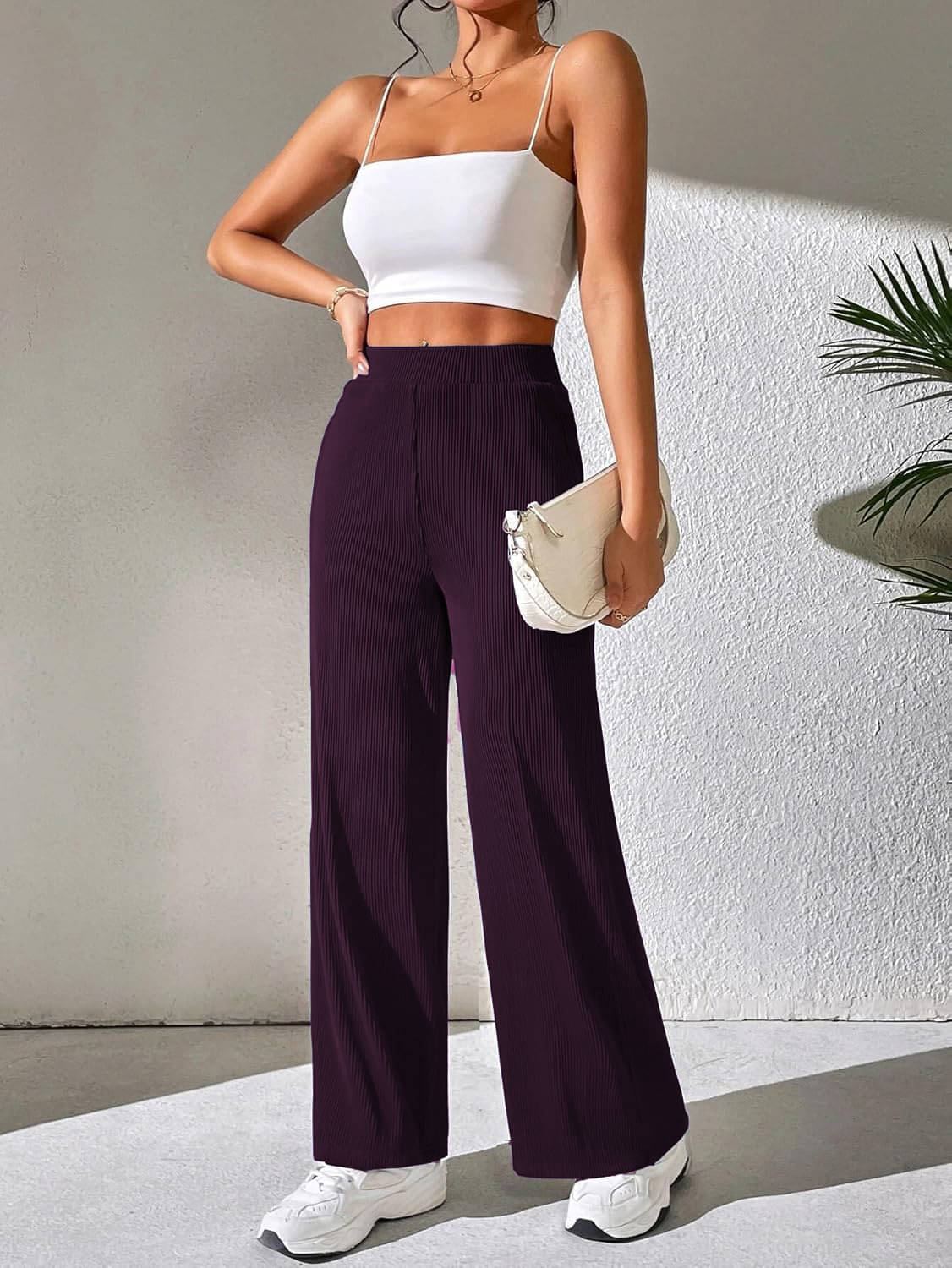     			Qyaas Women Knitted Formal Pants ( Wine )