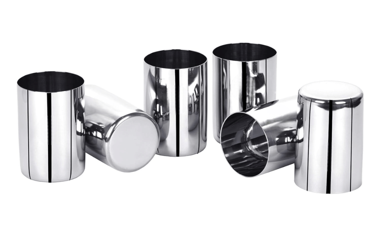 STEEPLE Glass Plain Stainless Steel Dinner Set ( Pack of 6 ) Silver STEEPLE Glass Plain Stainless Steel Dinner Set ( Pack of 6 ) Silver
