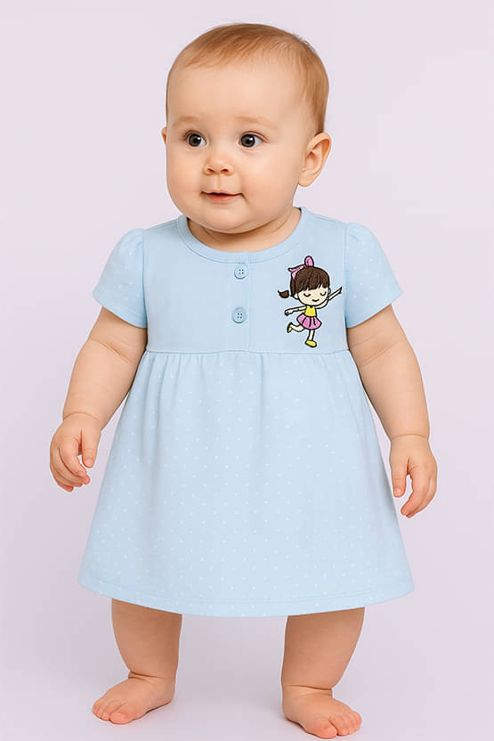 Shakubhar Cotton Blend Frock For Baby Girls ( Pack of 1 , Light Blue )     			Shakubhar Cotton Blend Frock For Baby Girls ( Pack of 1 , Light Blue )