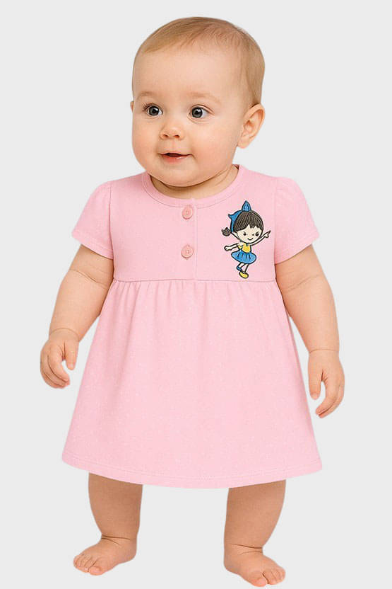 Shakubhar Cotton Blend Frock For Baby Girls ( Pack of 1 , Pink ) Shakubhar Cotton Blend Frock For Baby Girls ( Pack of 1 , Pink )